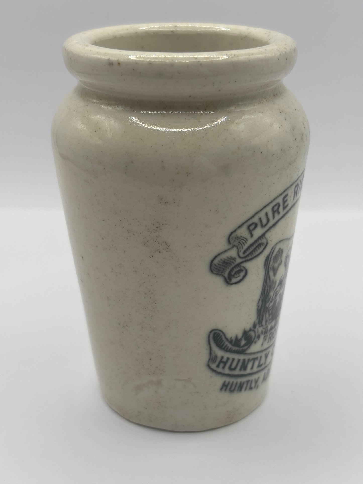 Old advertising cream pot, Huntly creamery. Milk maid. Pure rich cream