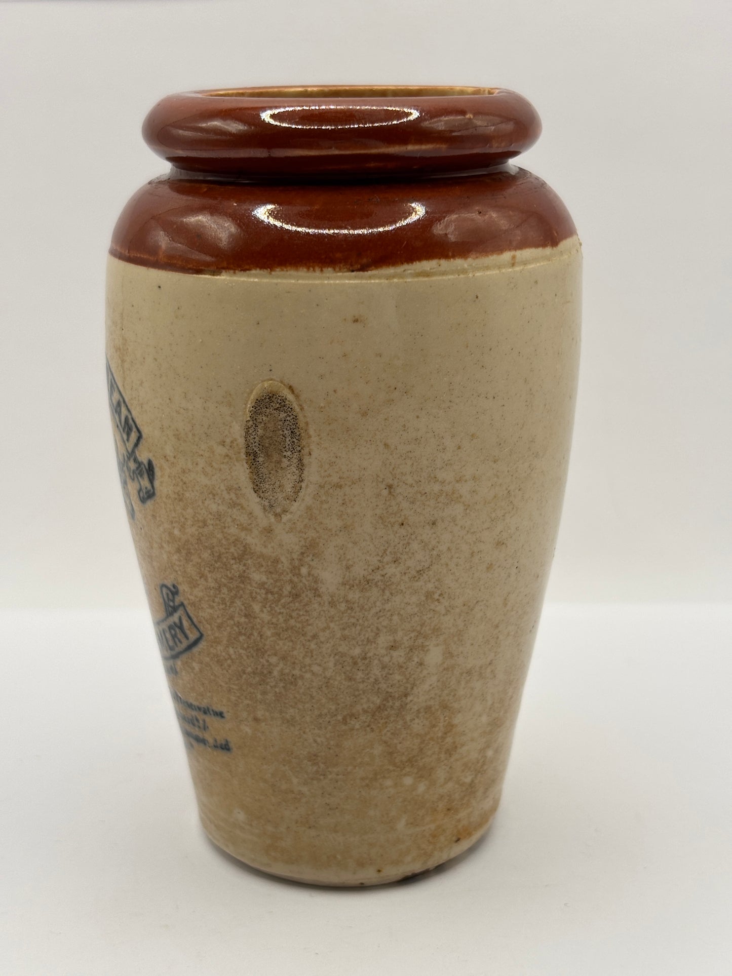 Old advertising cream pot, Huntly creamery. Milk maid. Pure rich cream