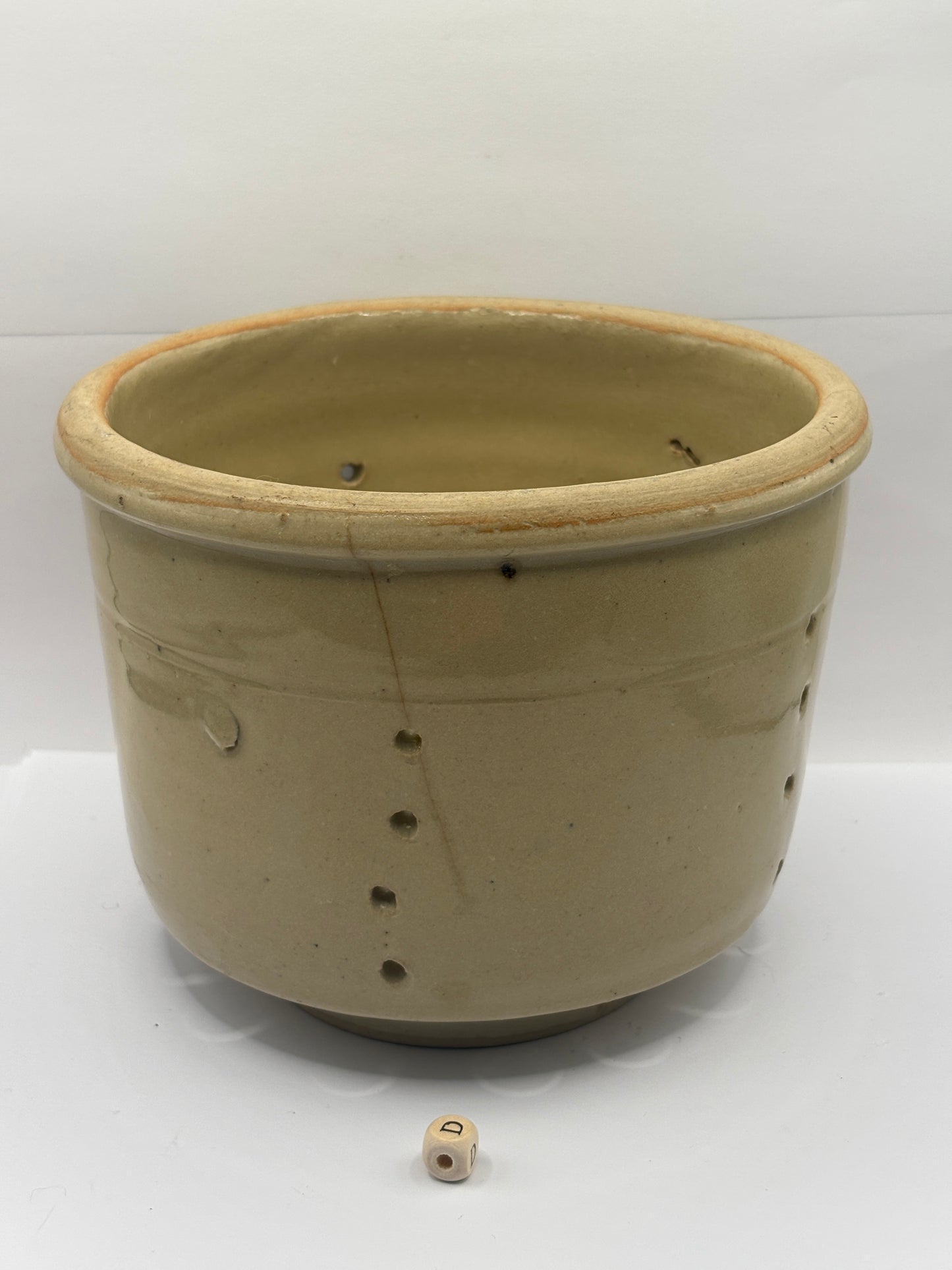Old french stoneware cheese strainer, cheese mold (D)