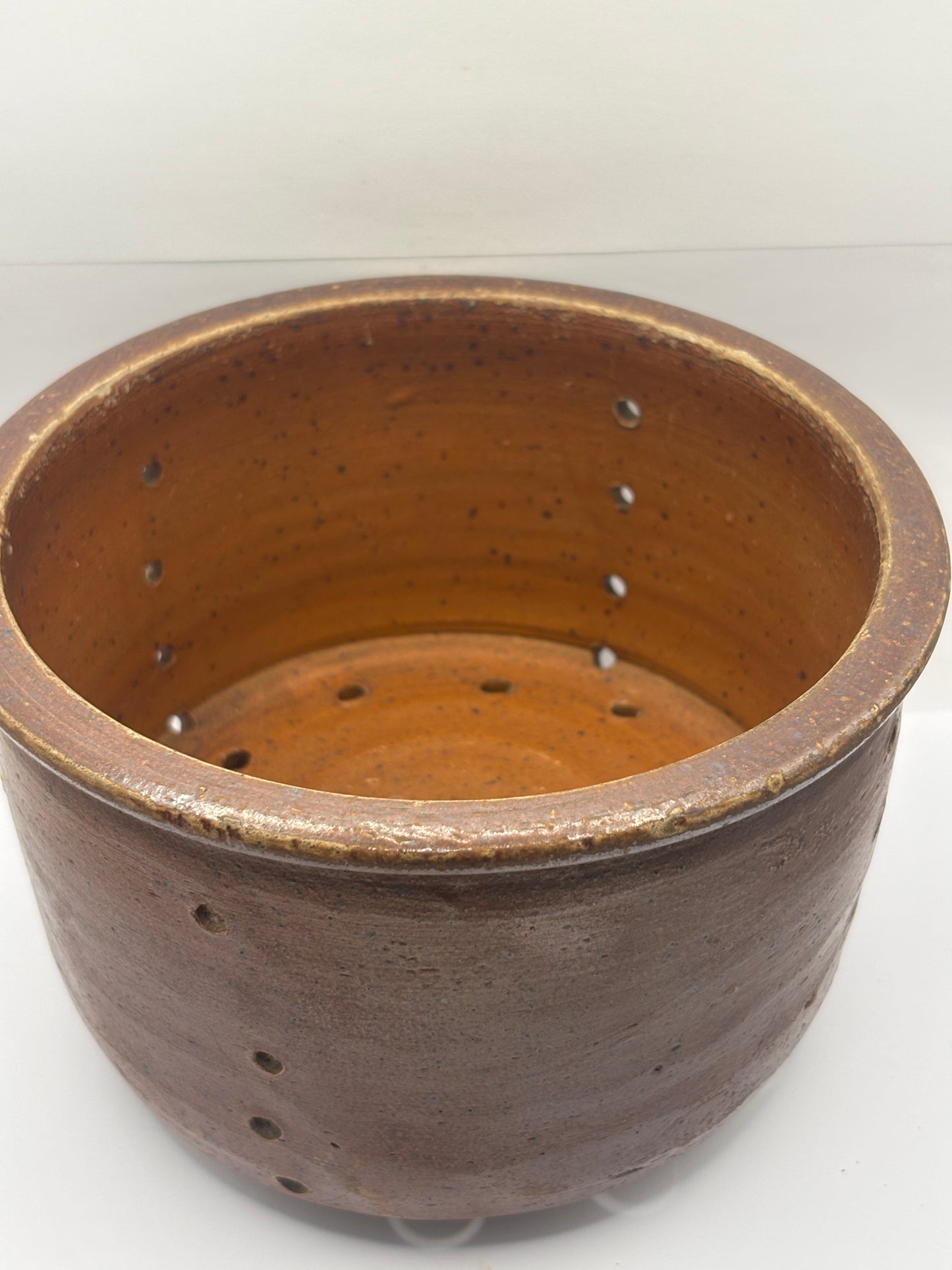Old french stoneware cheese strainer, cheese mold (L)