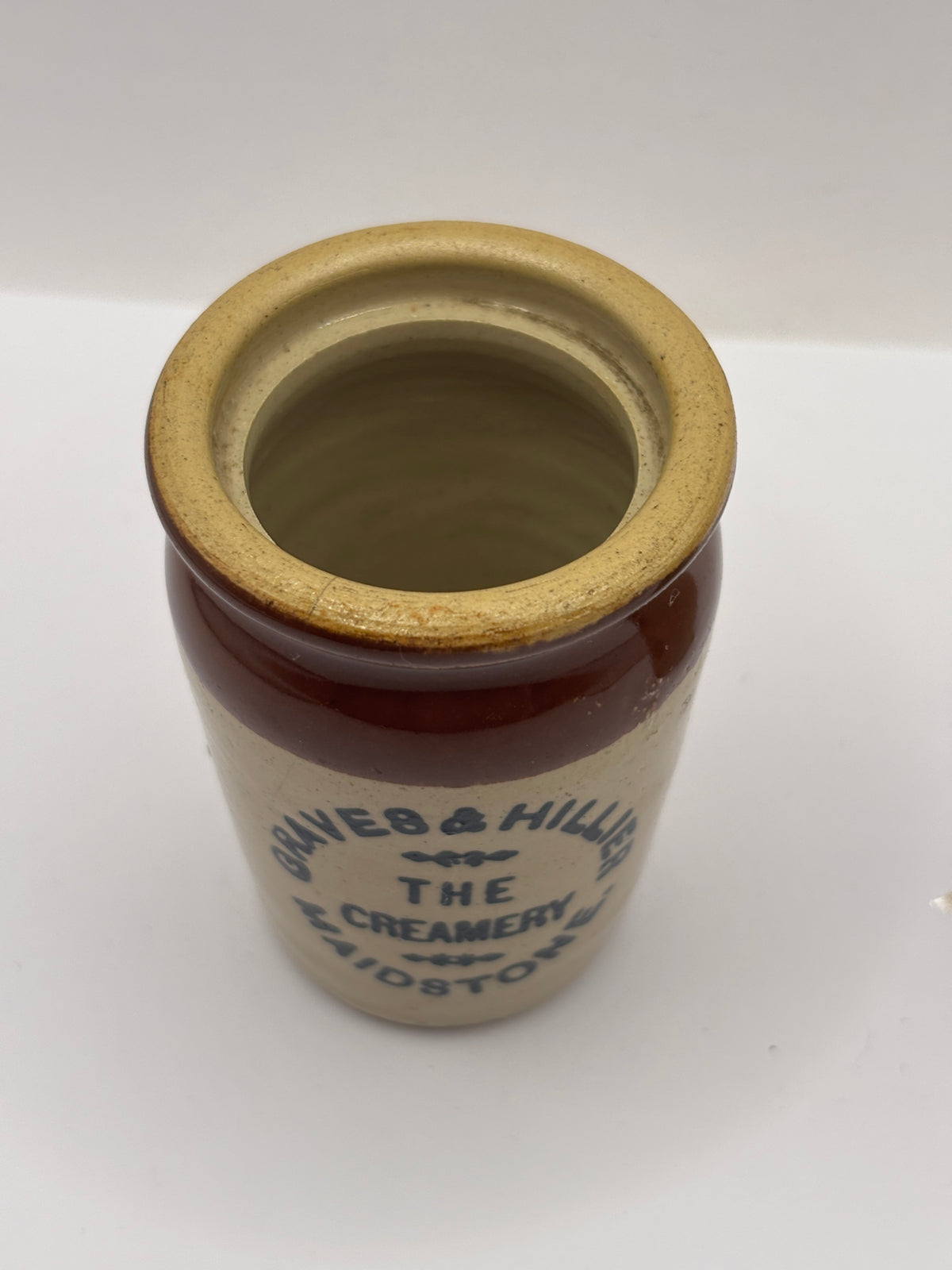 Old advertising cream pot, Graves & Hillier the creamery, Maidstone