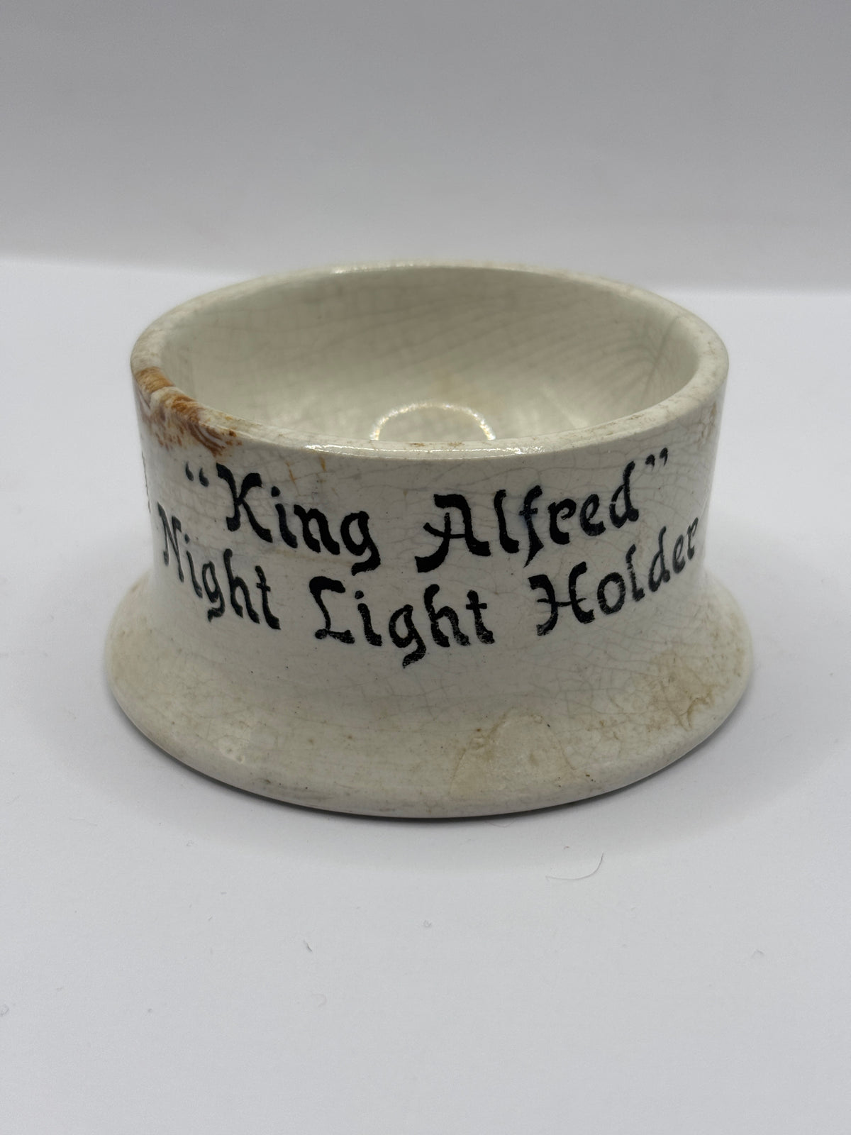 Old stoneware night light holder. King Alfred Night light holder