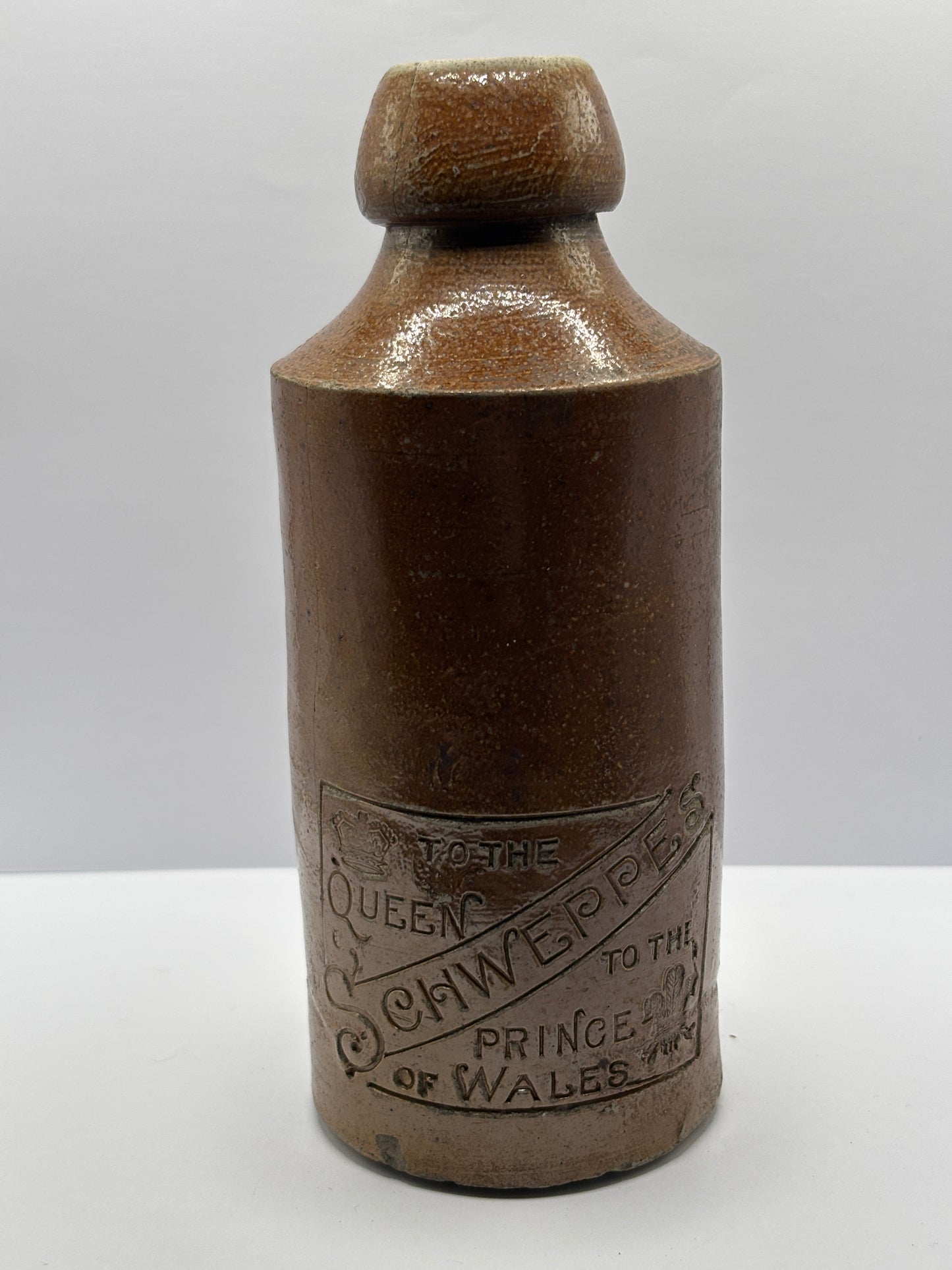 Old schweppes ginger beer bottle, damaged