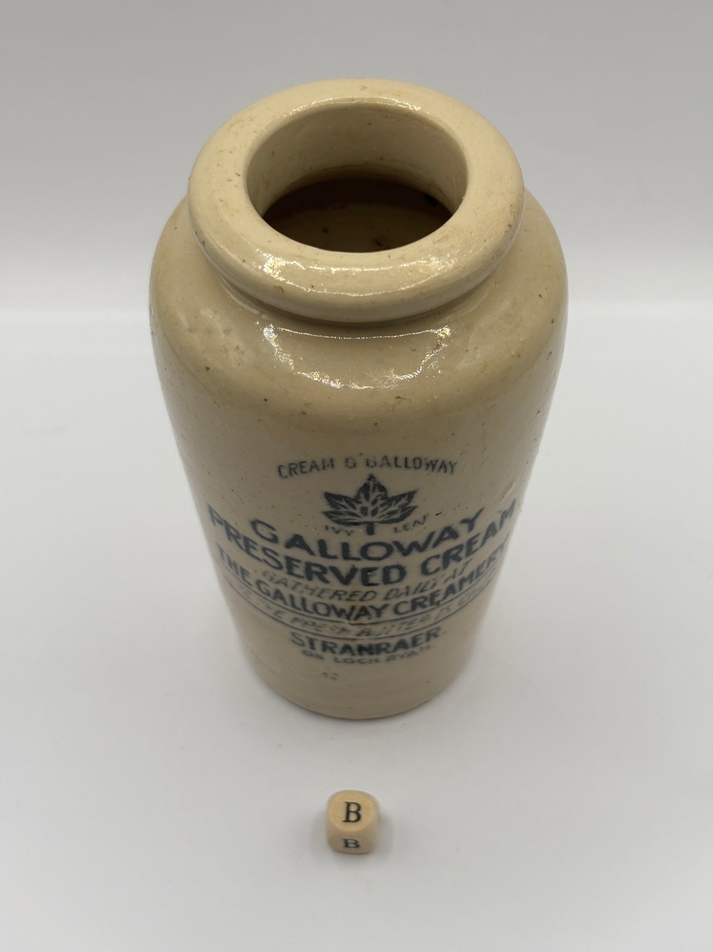 Old advertising cream pot, Galloway creamery Stranraer (B)