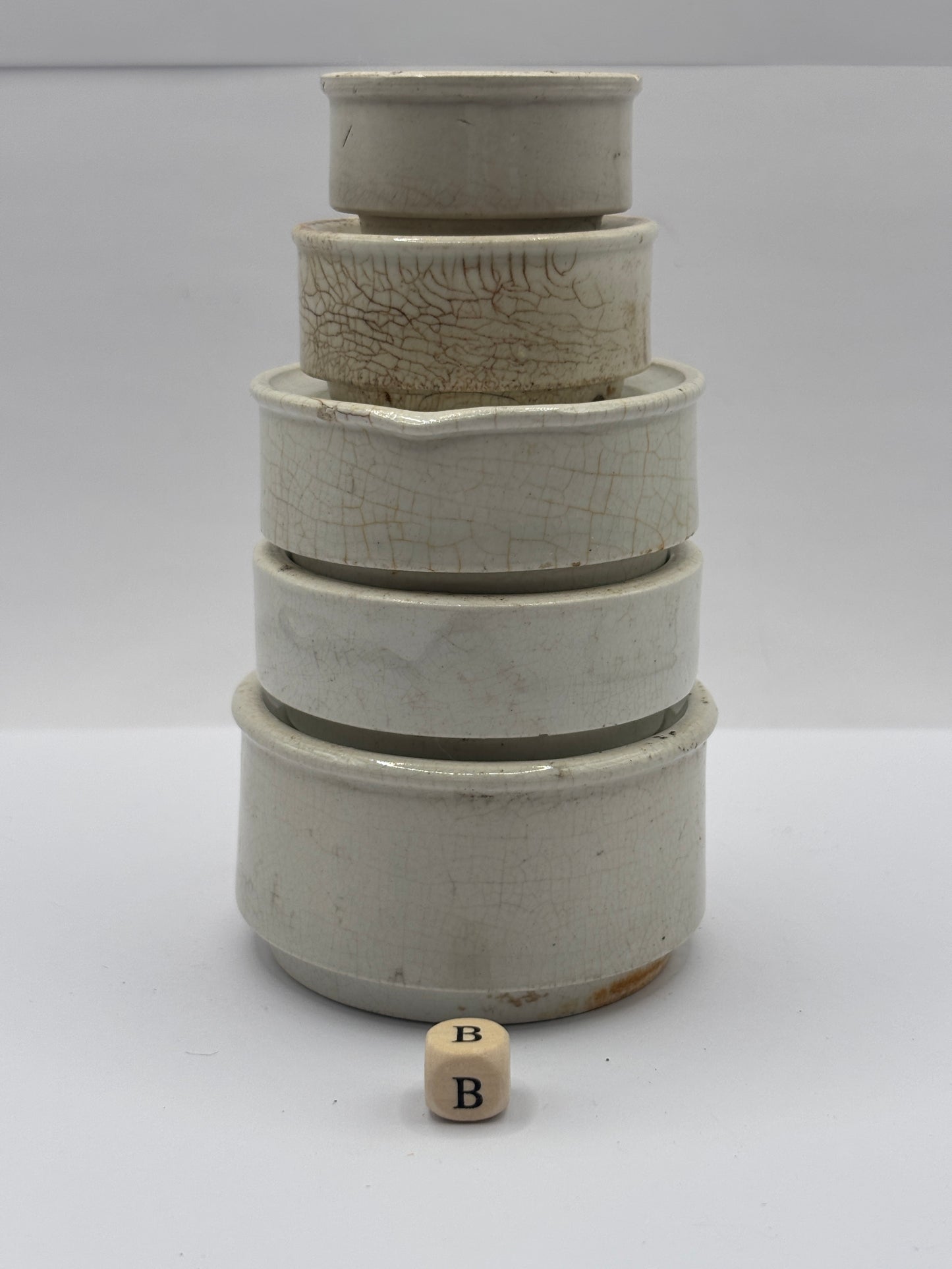 5 old pot lid bases, stackers, risers (B)