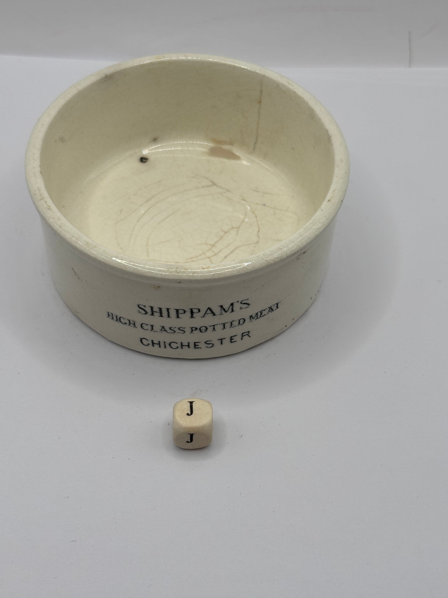 Old advertising meat paste pot, Shippams high class potted meat (J)