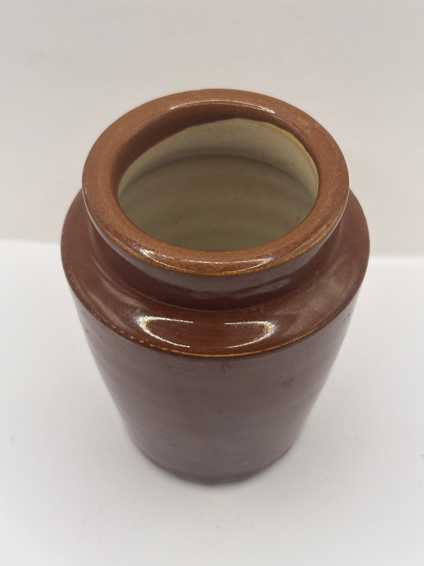Old large plain brown stoneware cream pot