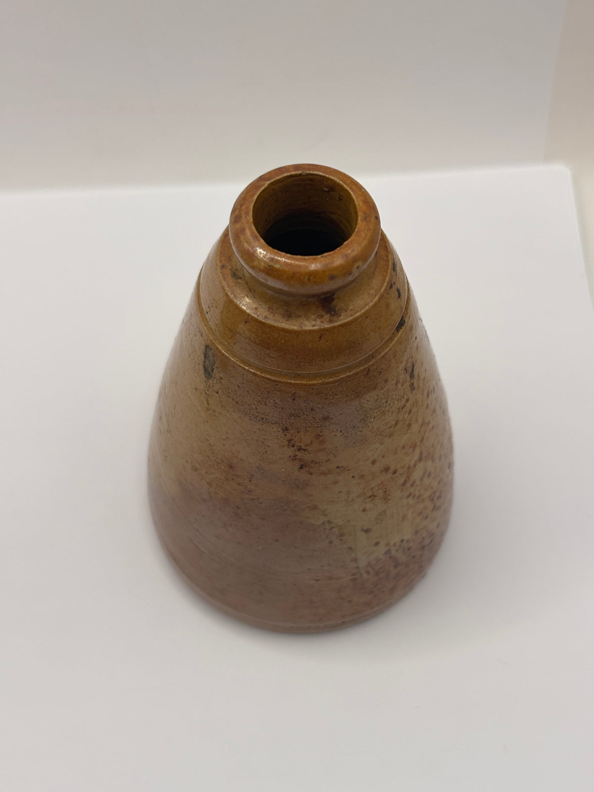 Old stoneware ink bottle, inkwell. Cone ink