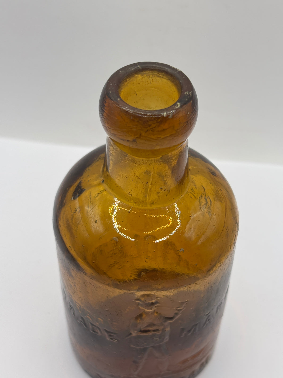 Old amber glass Middleton seltzer bottle