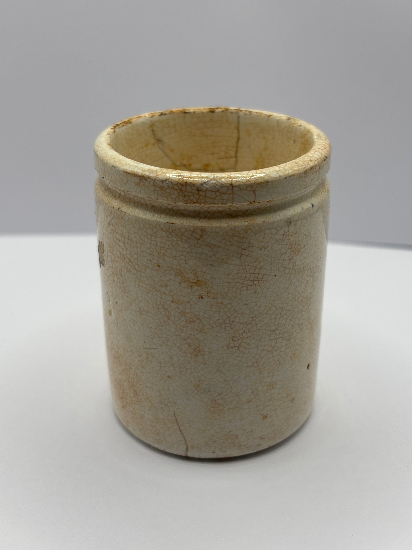 Old stained & crazed advertising Boots sarsaparilla jar