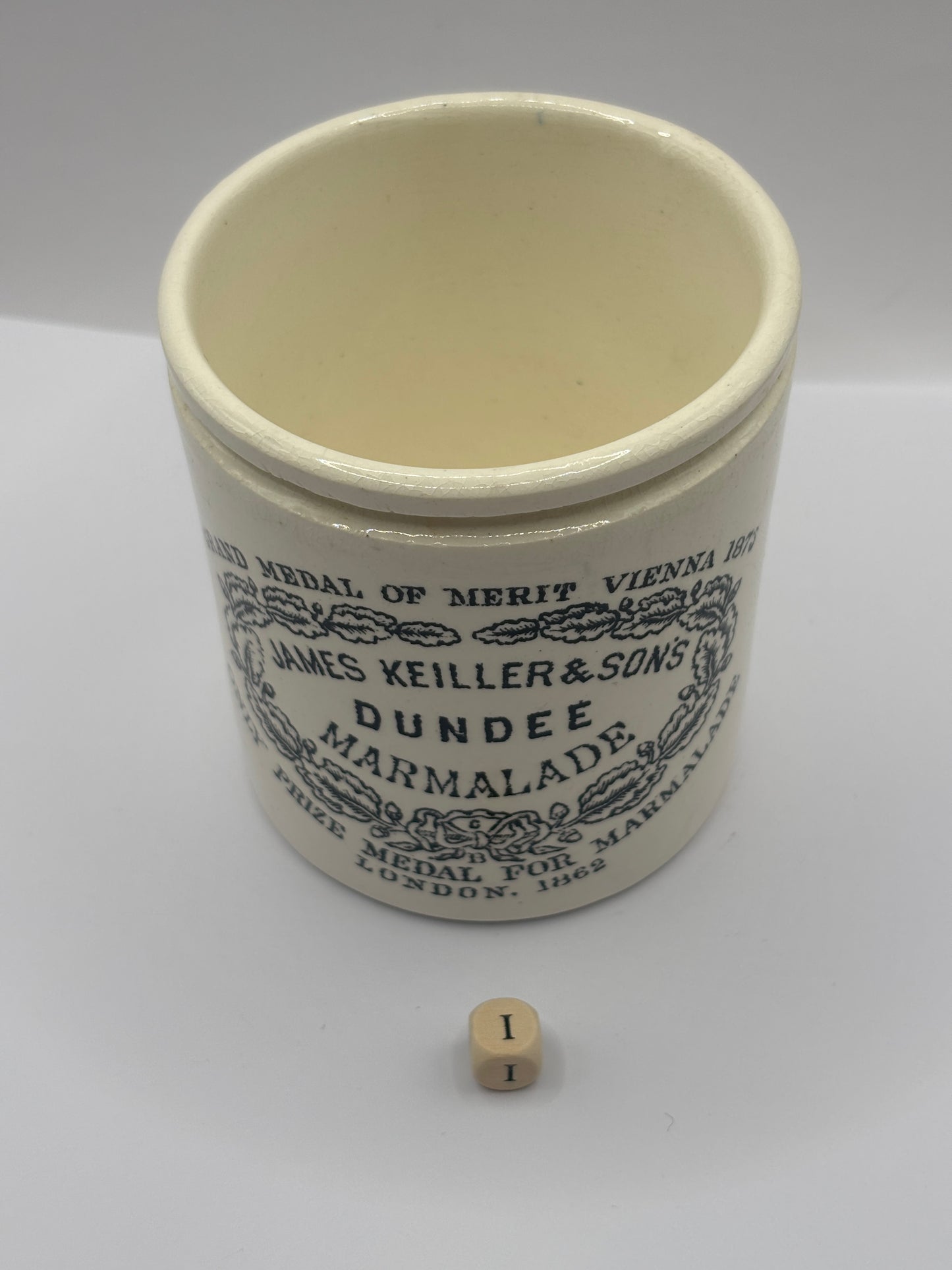 Old 1lb James Keiller Dundee marmalade Jar (i)