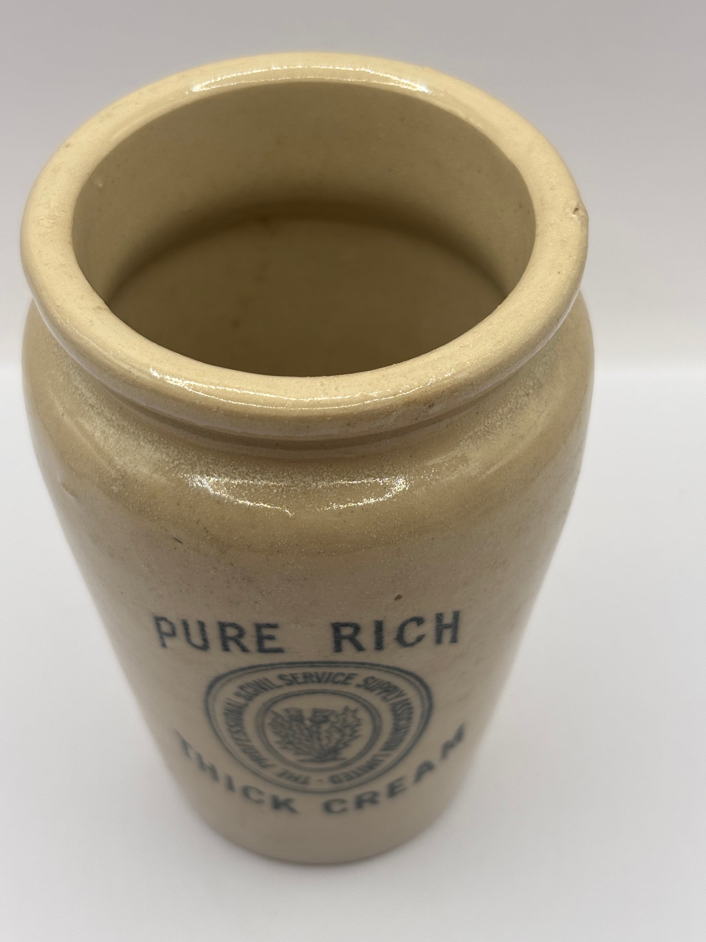 Old advertising cream pot, Pure rich thick cream, the professional & civil service supply