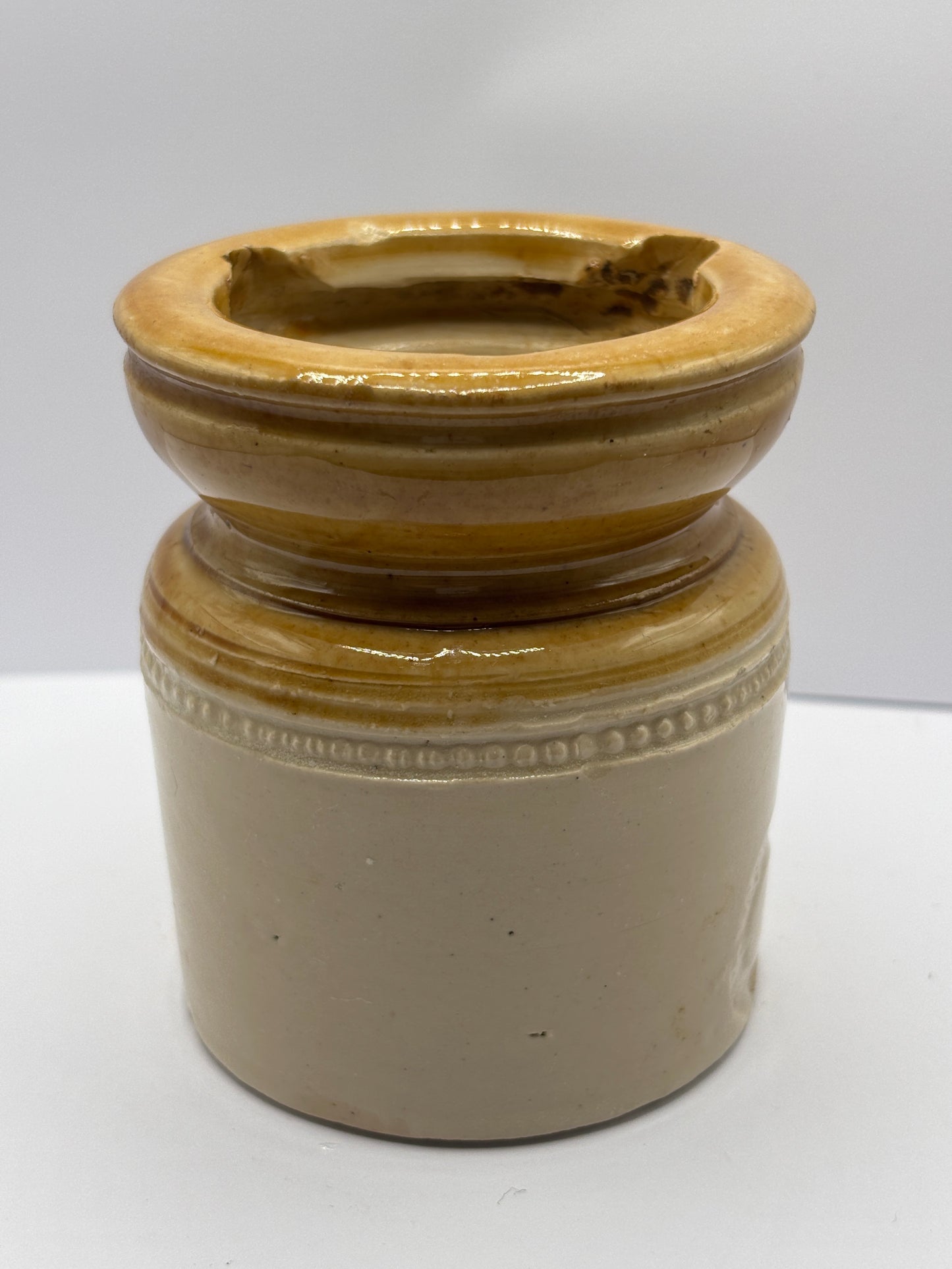 Old plain stoneware caviar pot