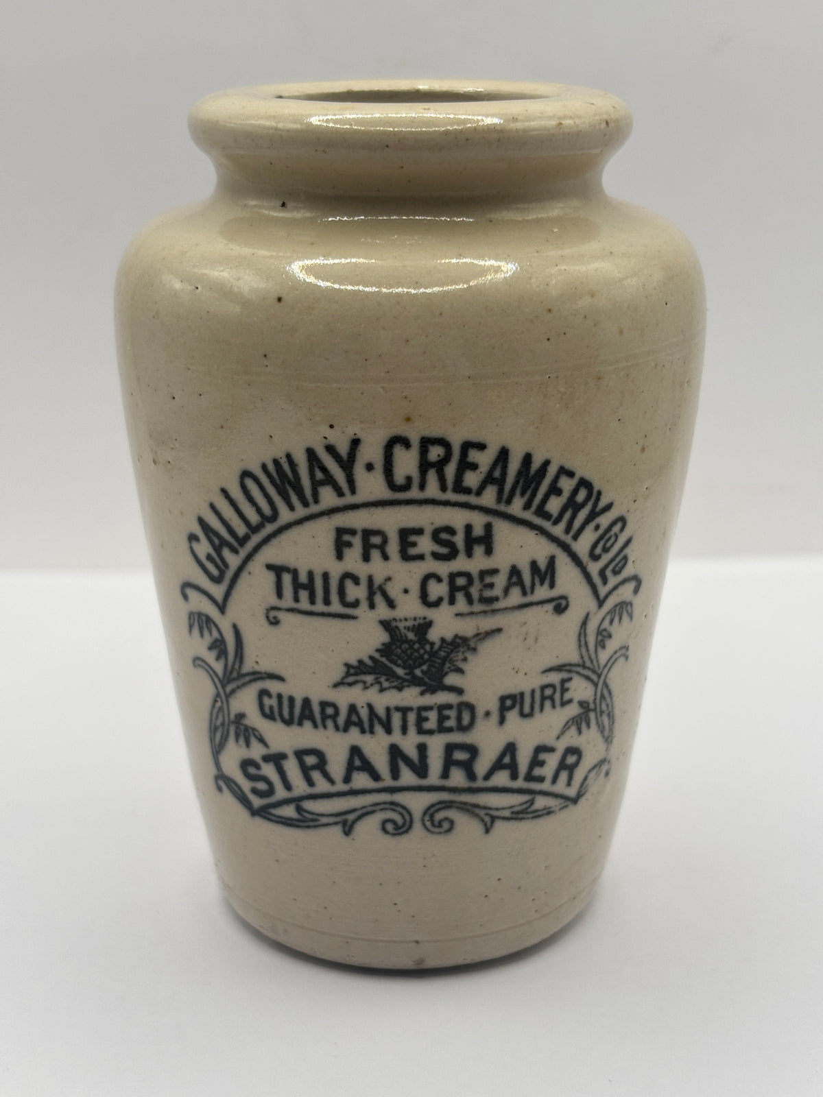 Old advertising cream pot, Galloway creamery, Stranraer