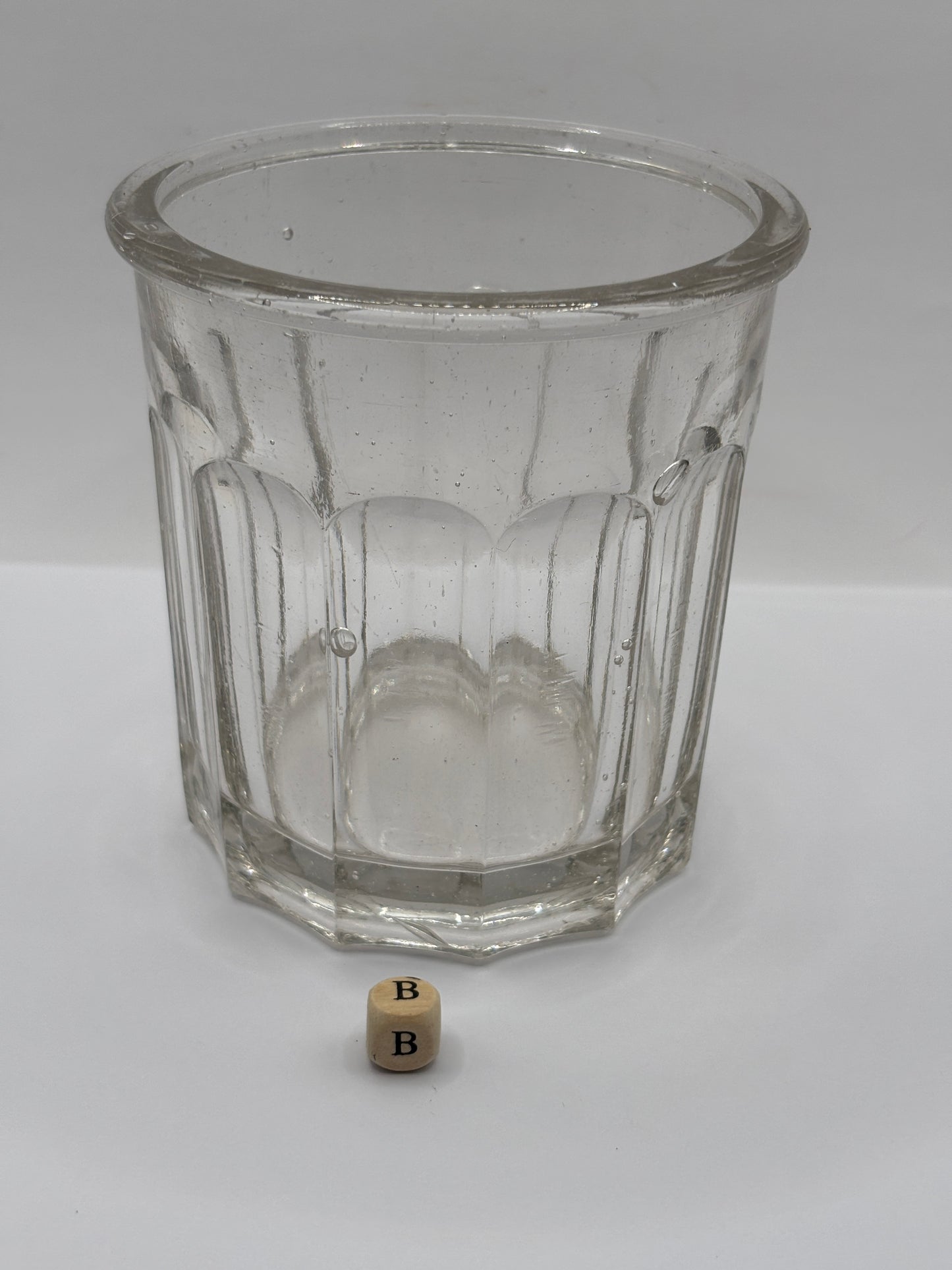 Old clear glass french jam jar/ jam pot (B)