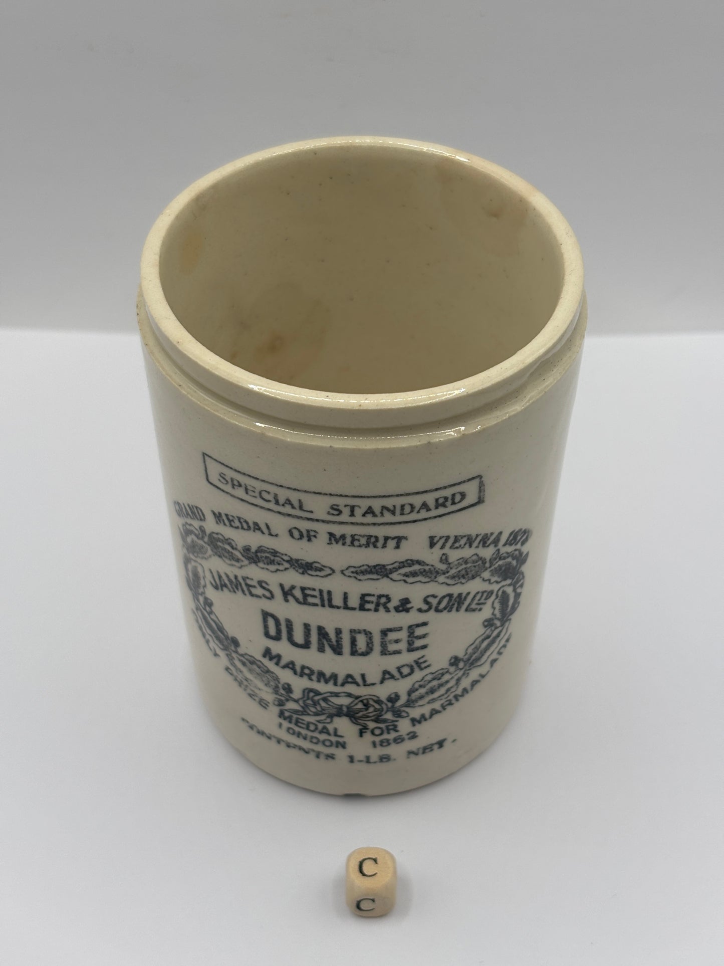 Old 1lb James Keiller Dundee marmalade Jar (c)