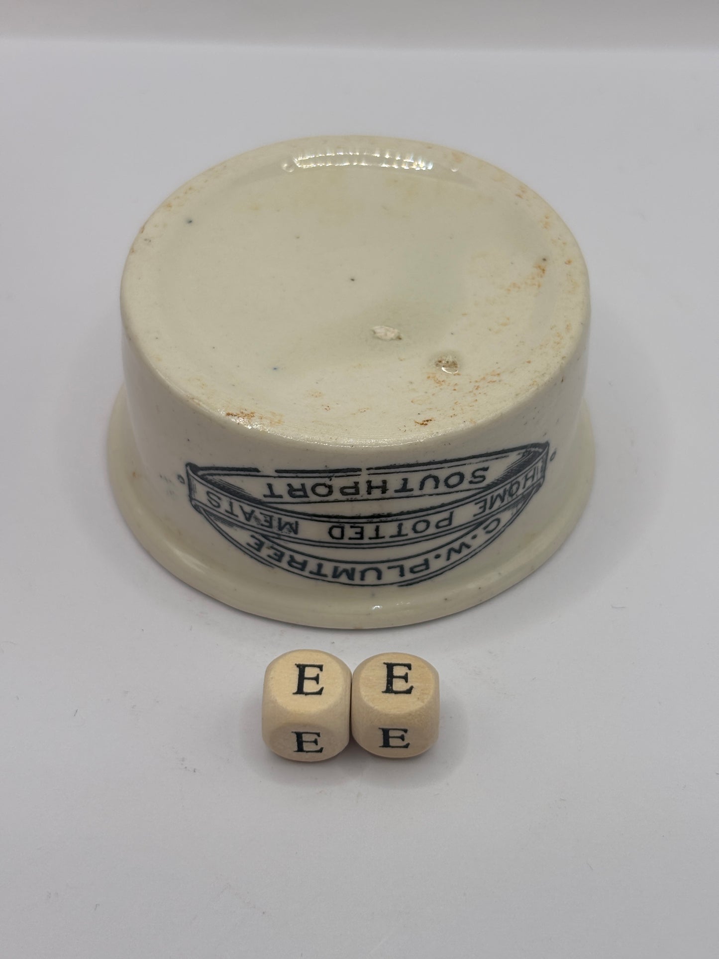 Old mini Plumtree advertising meat paste pot, potted meats (ee)