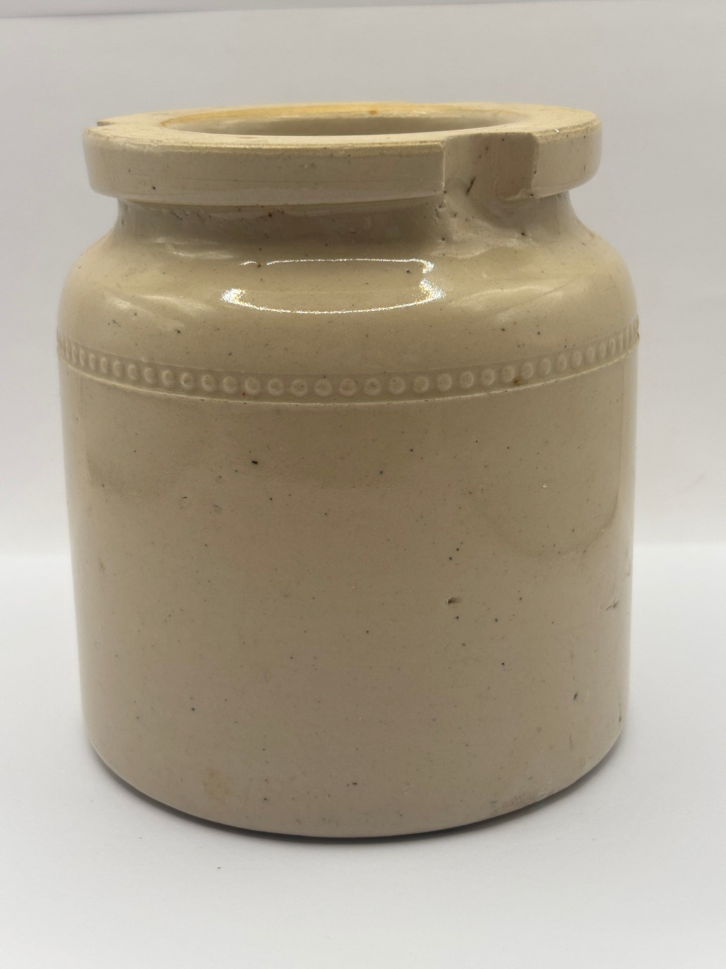 Old large stoneware caviar pot, Cafe Royal Oyster Buffet, Edinburgh