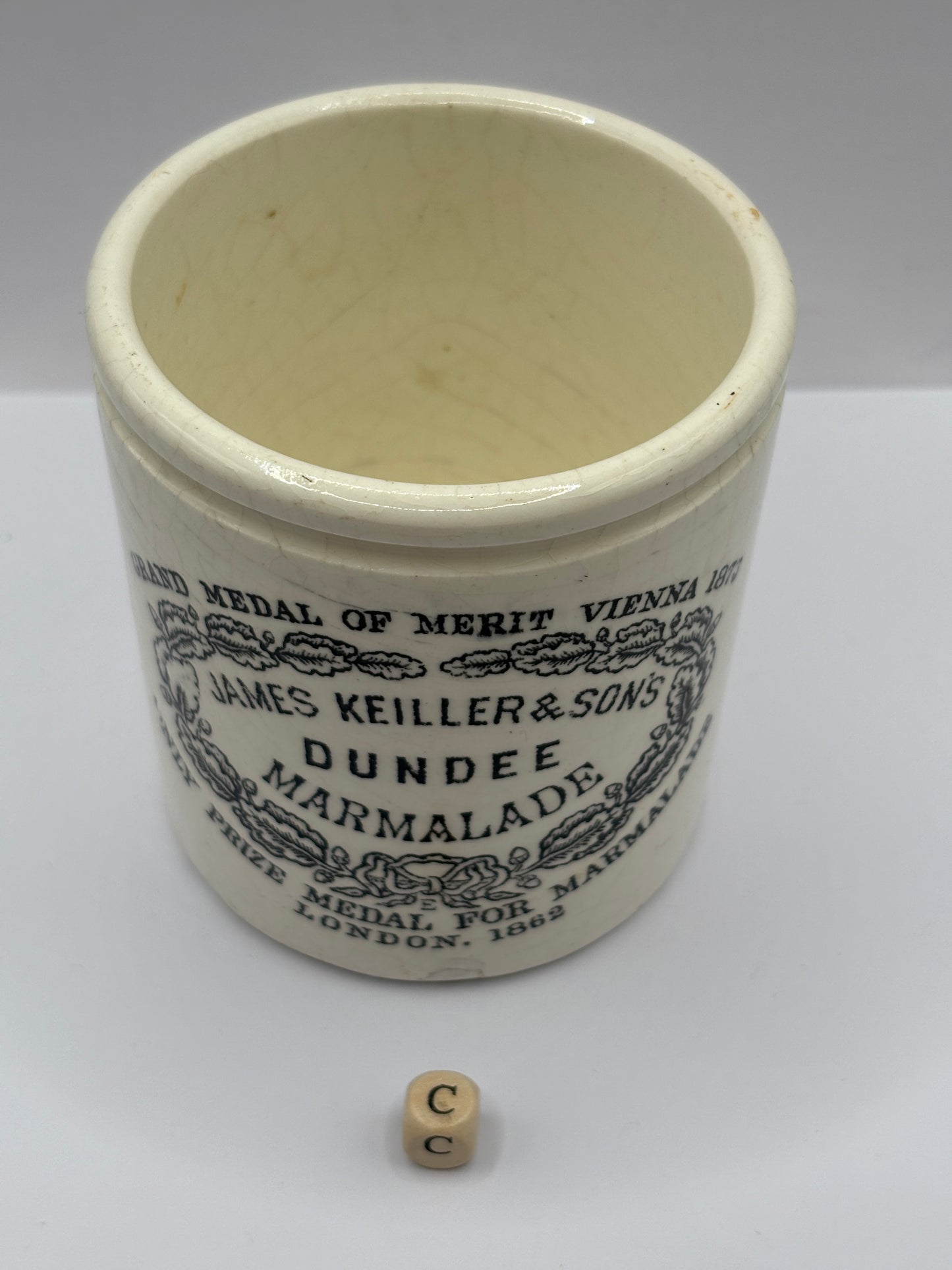 Old 1lb James Keiller Dundee marmalade jar (c)