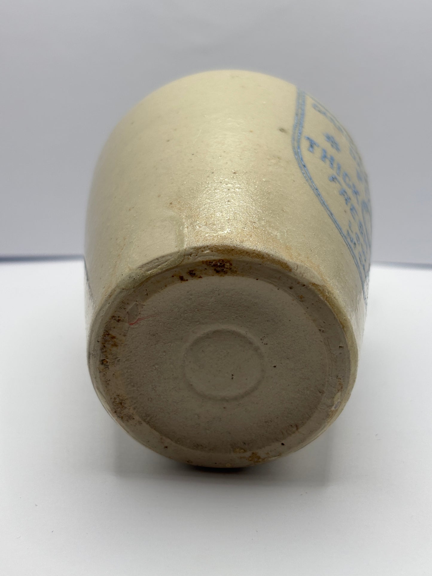 Old blue print advertising stoneware cream pot, Carricks cumberland dairy co, Pure thick cream