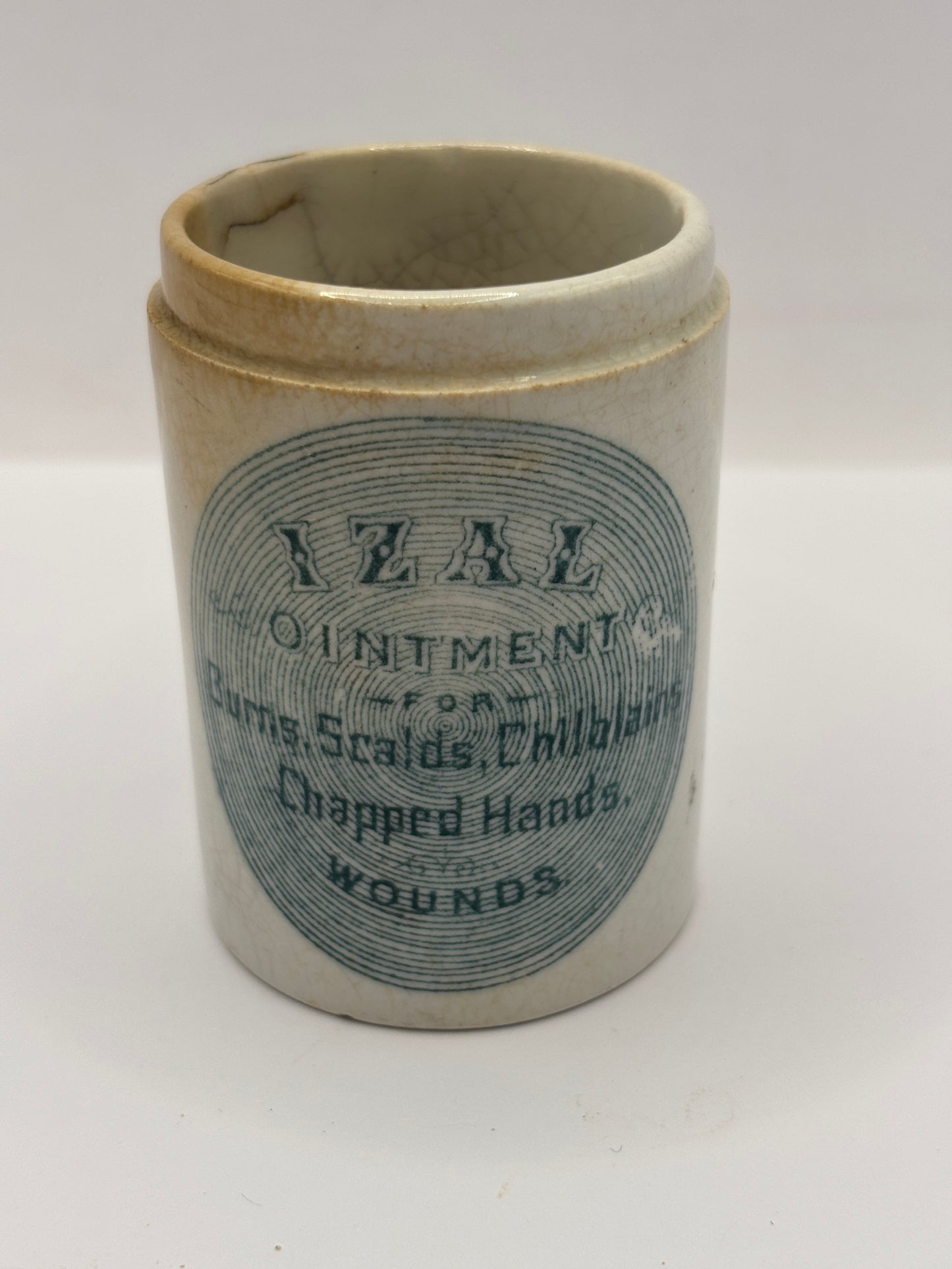 Old advertising ointment pot, IZAL ointment
