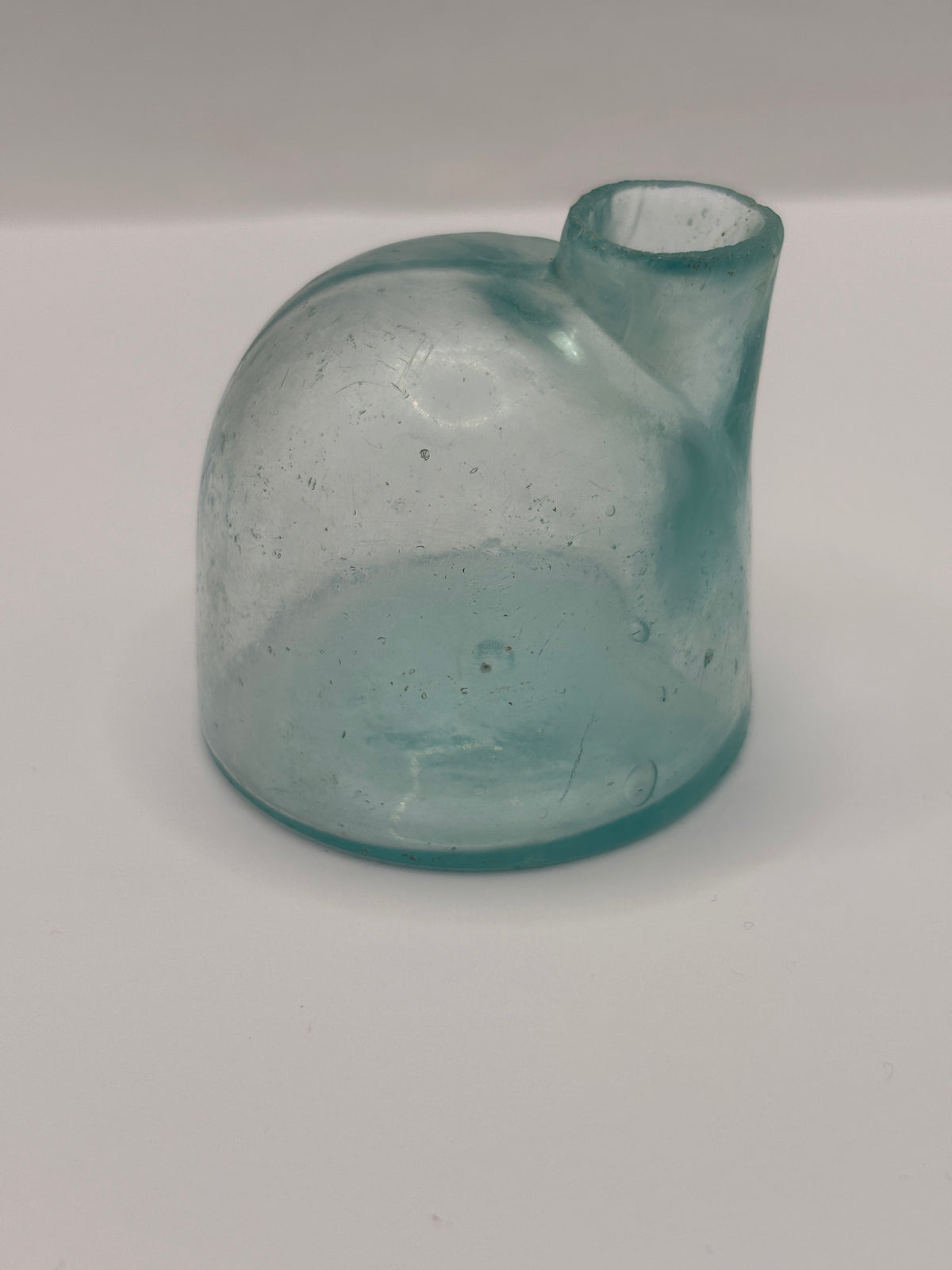 Old aqua glass igloo ink, swirly glass