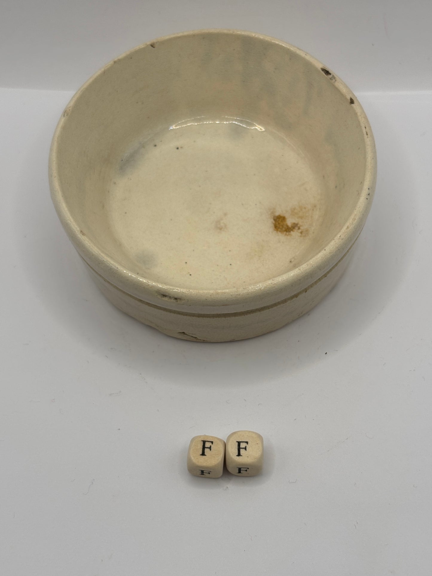 Old plain stoneware meat paste pot, potted meat (FF)