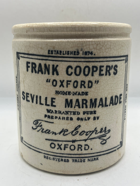 Frank coopers advertising jar,crazed (f)