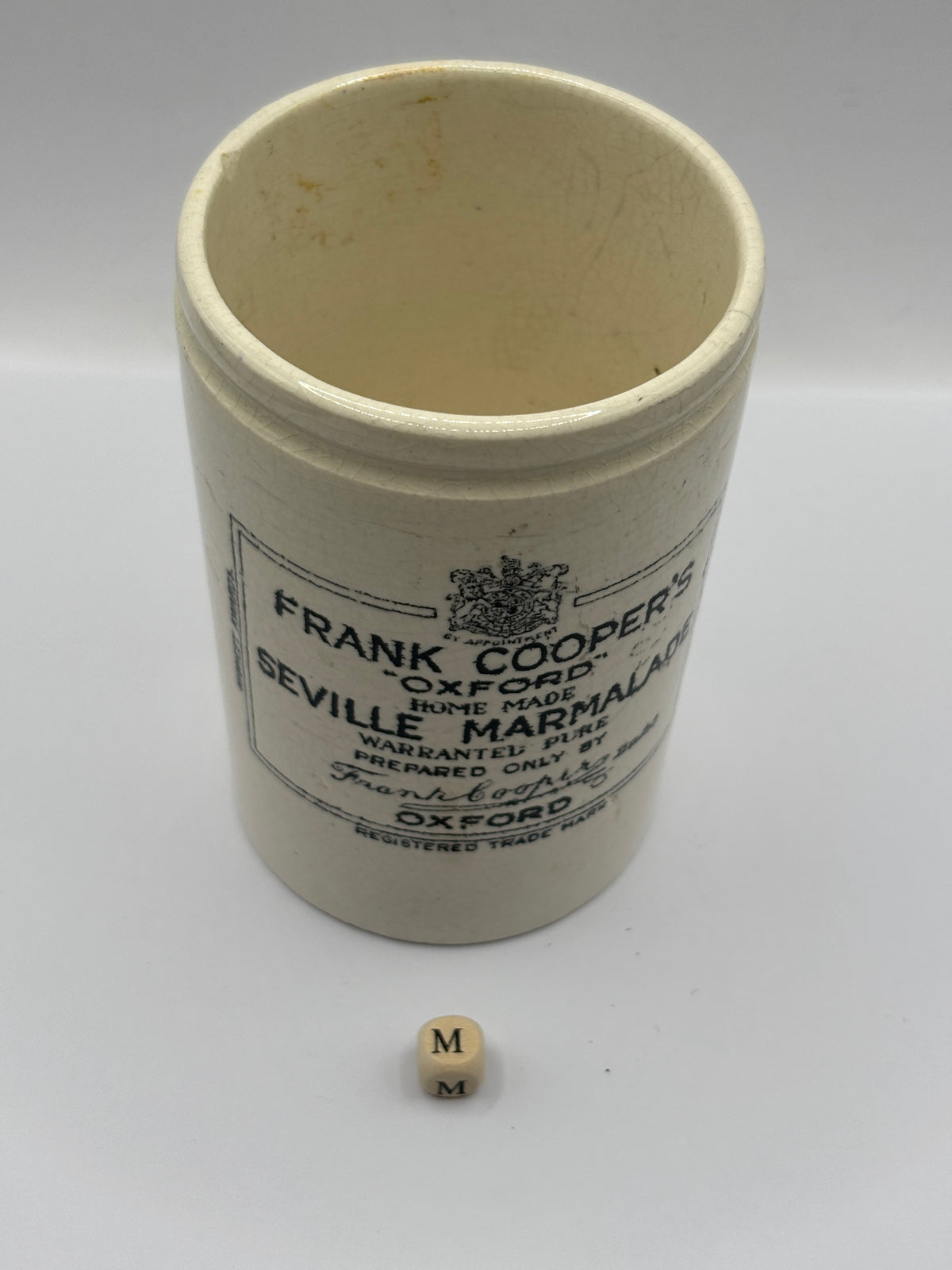 Old 1lb stoneware marmalade pot, Frank cooper oxford seville marmalade (m)