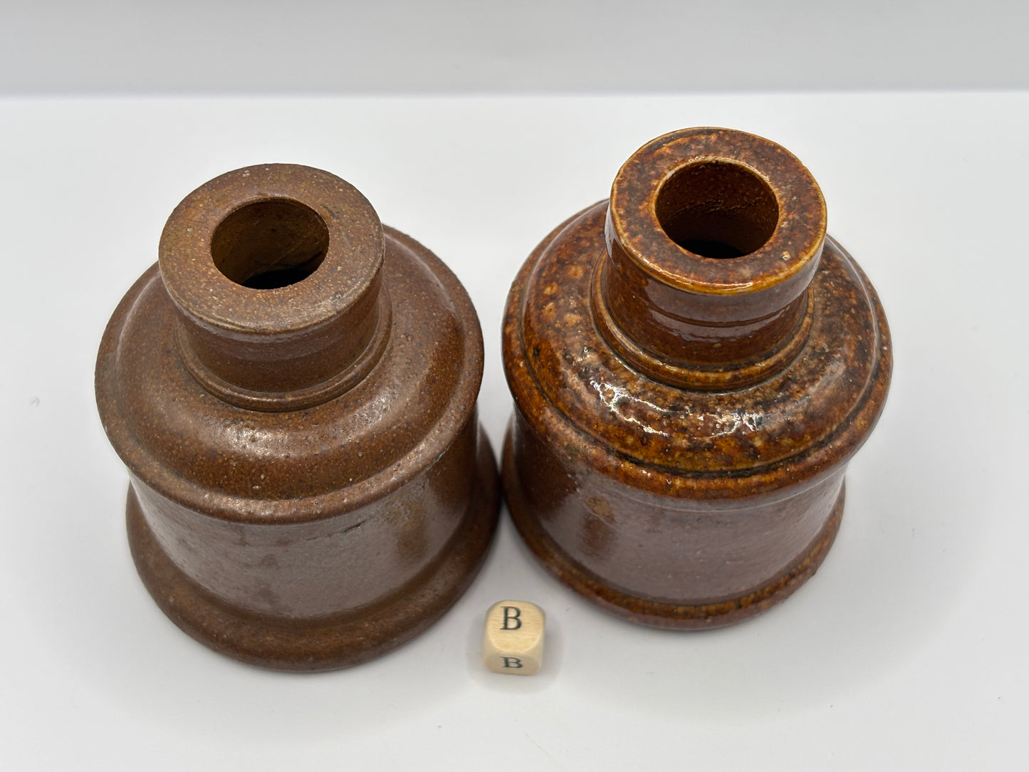 2 Old stoneware ink bottles, inkwells (B)