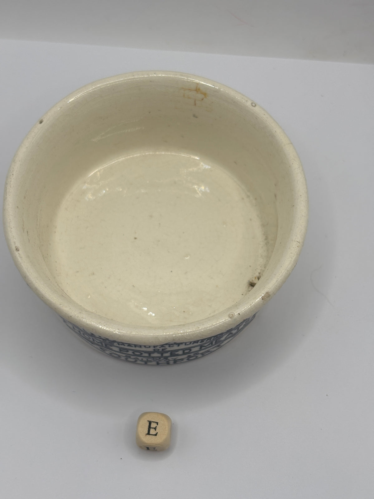 Old advertising meat paste pot, Plumtree home potted meats (e)