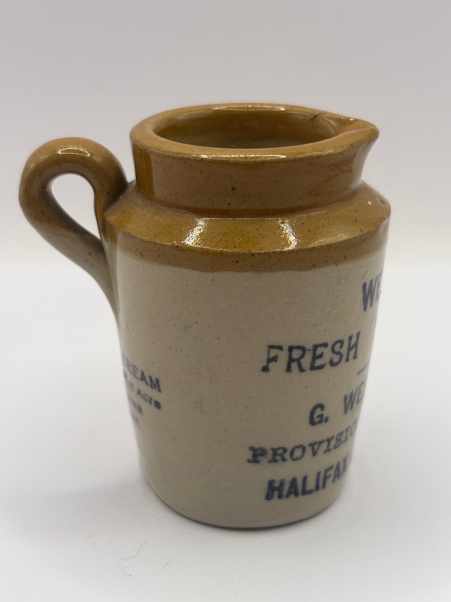 Old advertising cream pot, mini Websters fresh dairy cream