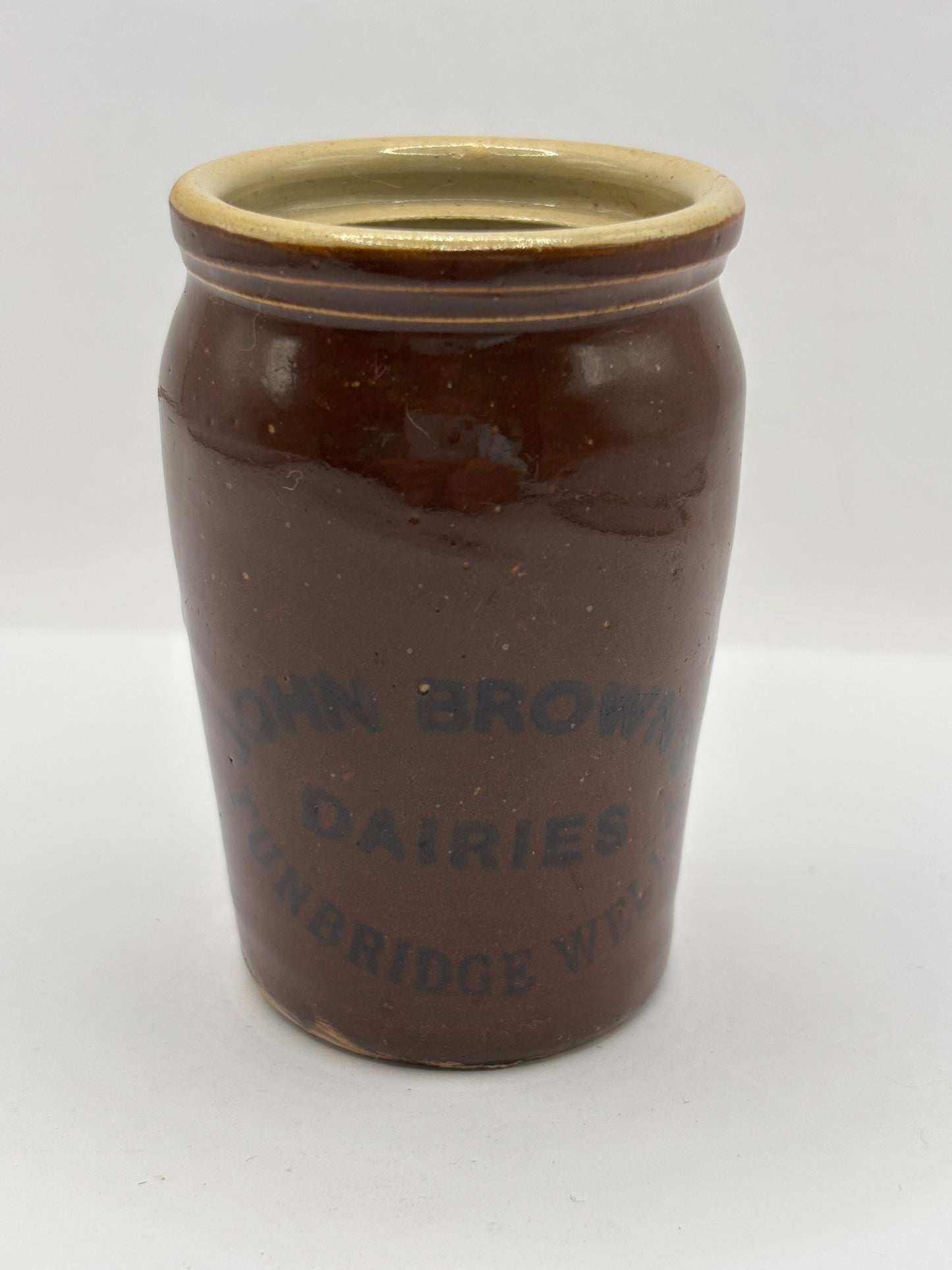 Old advertising cream pot, John Browns dairies Tunbridge wells