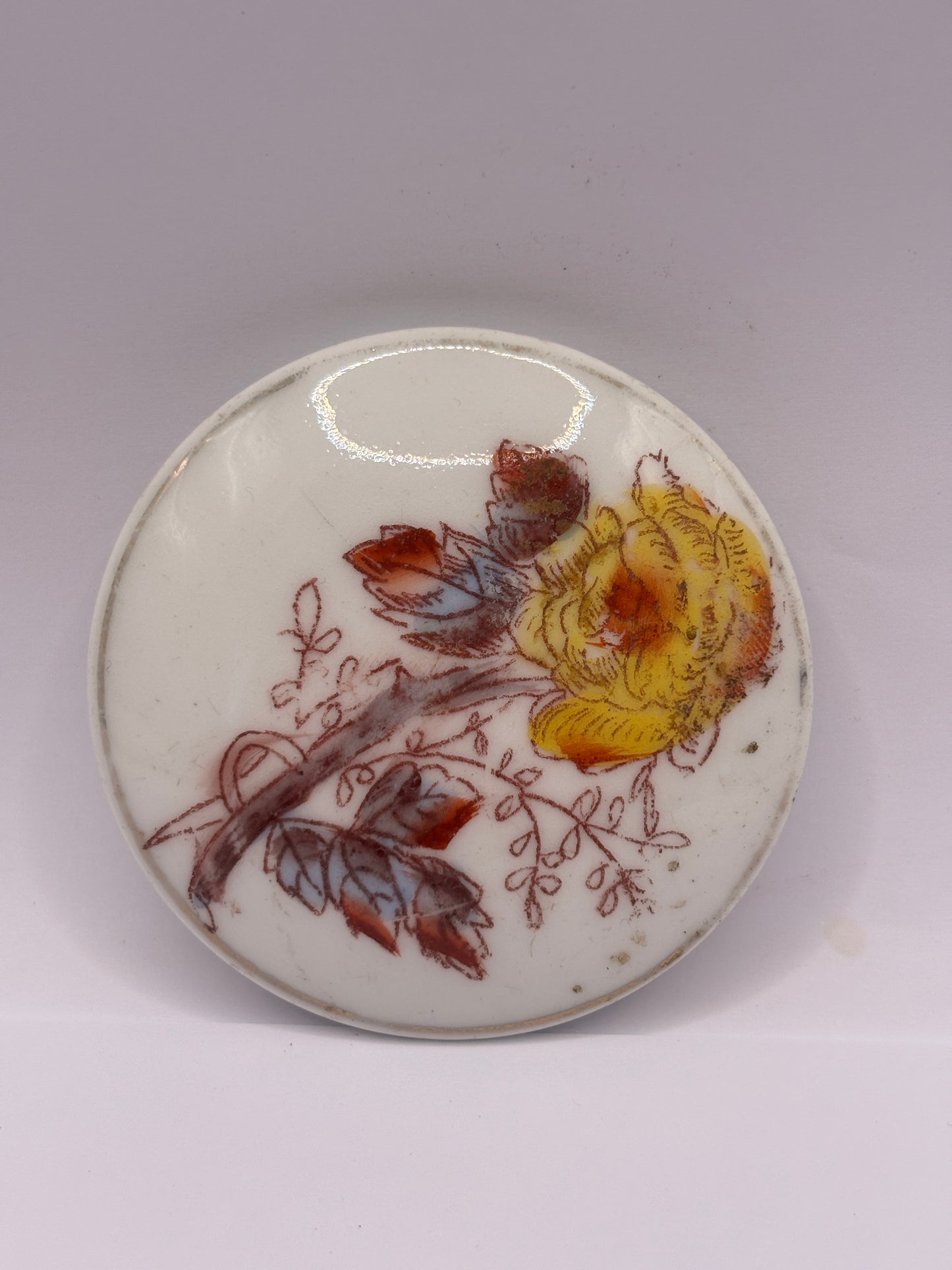 Old hand painted pot lid