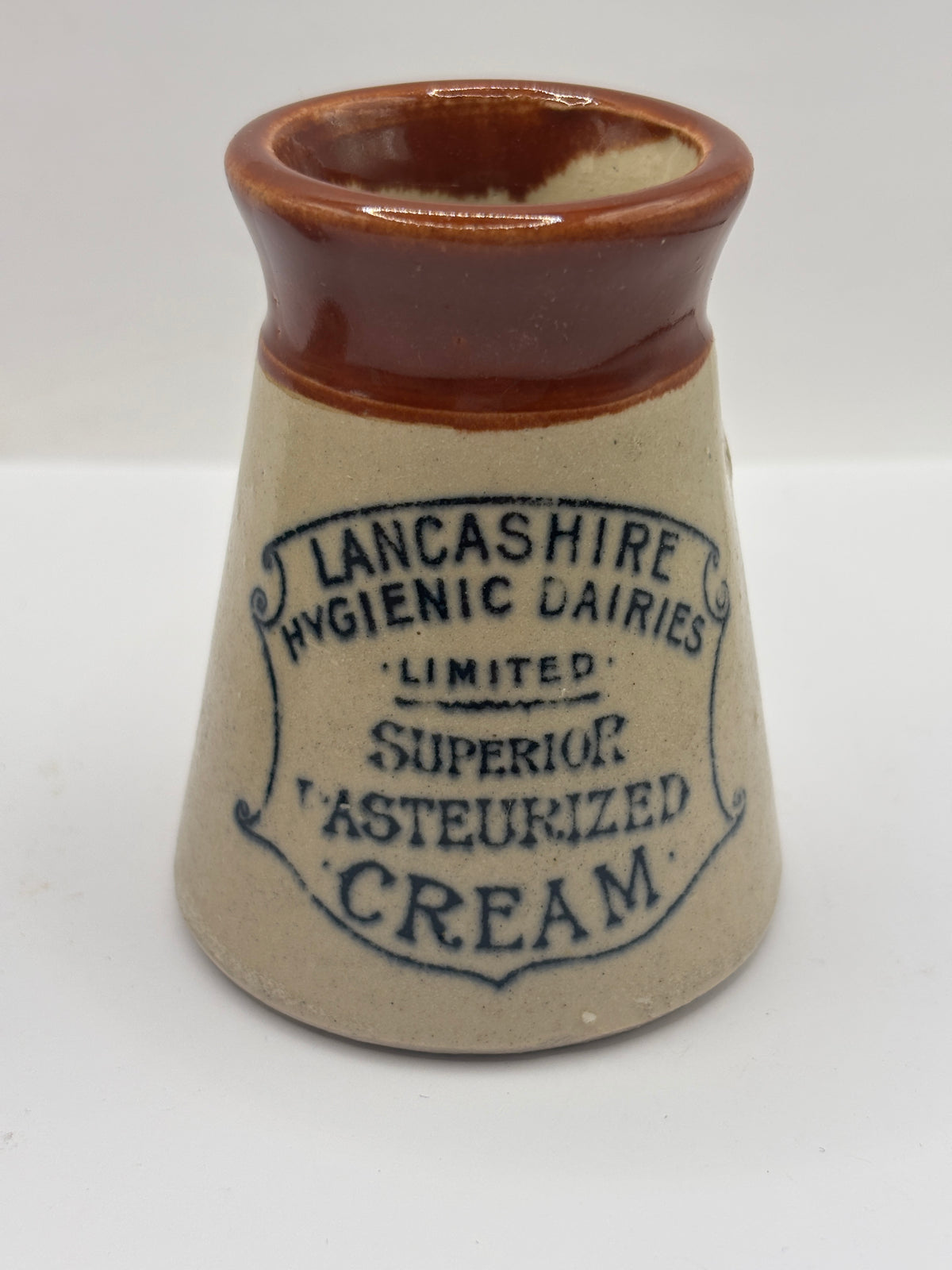 Old advertising cream pot, Lancashire Hygienic dairies