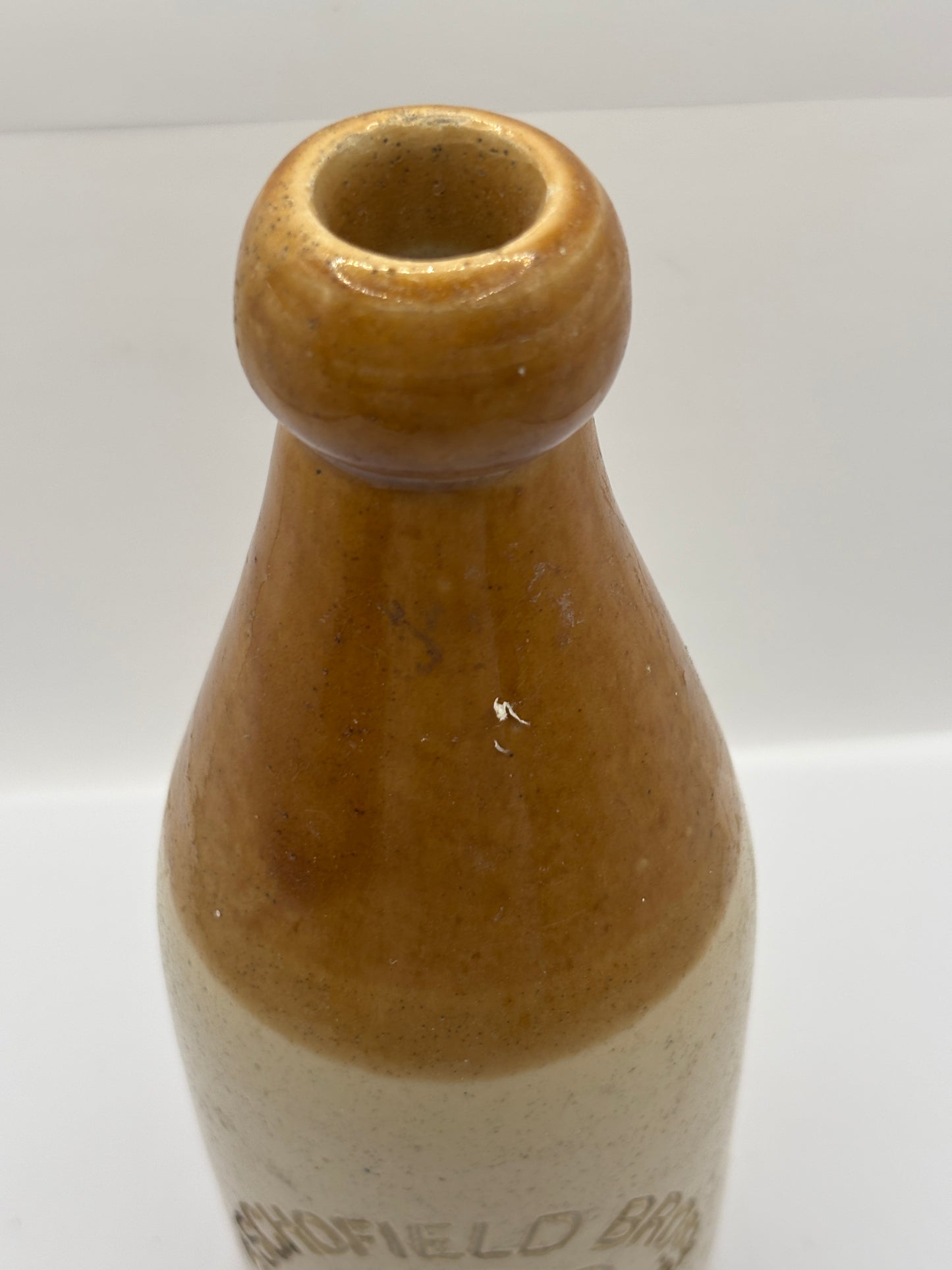 Old impressed stoneware ginger beer bottle, Schofield Bros Liverpool
