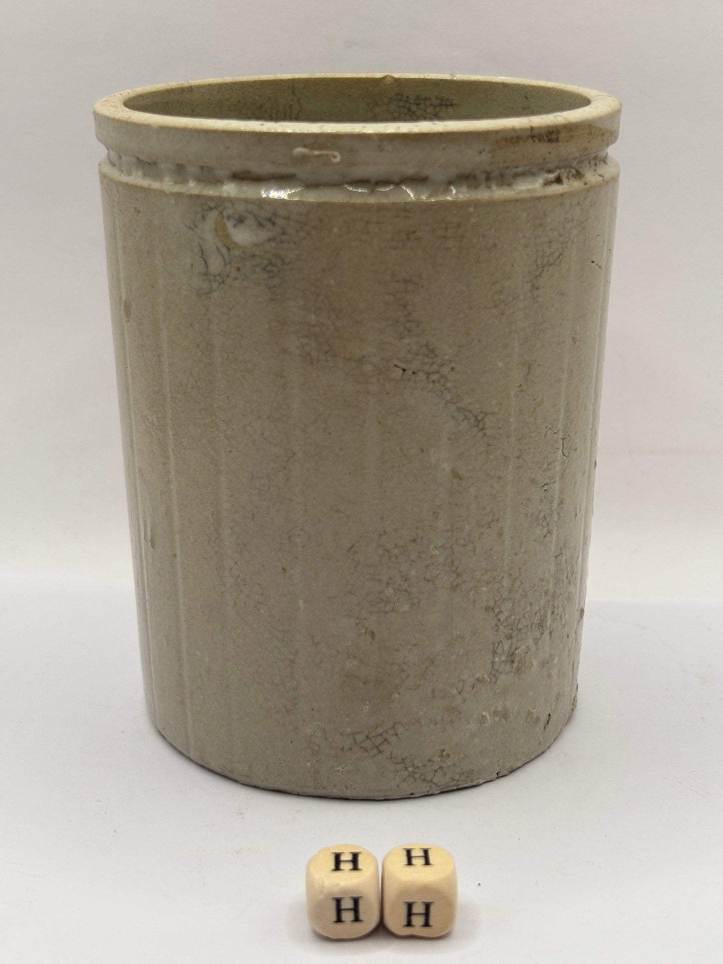 Old 1lb ribbed stoneware jam pot (HH) Hartleys