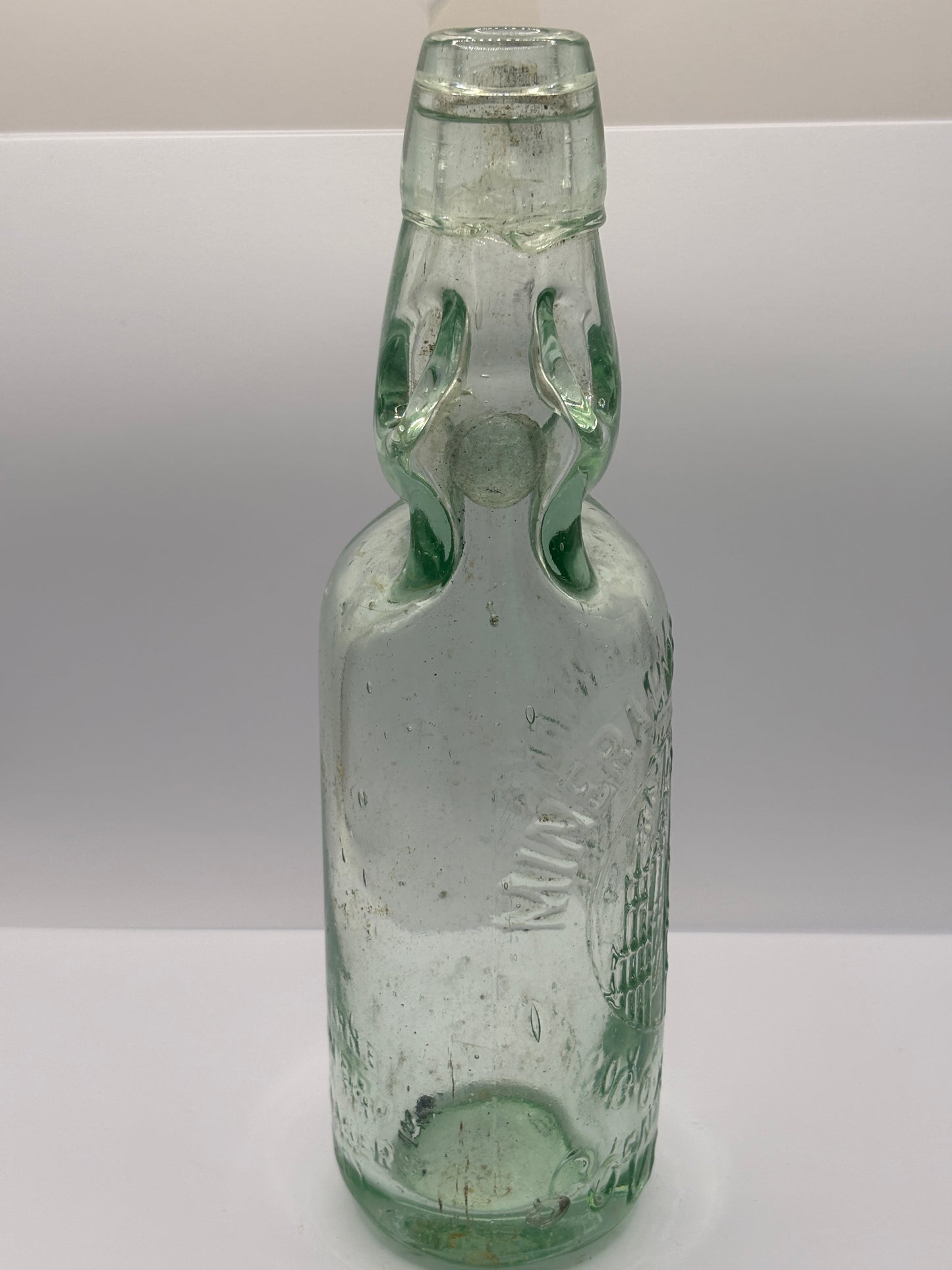 Old pictorial Coventry codd bottle, mineral water works. Marble bottle