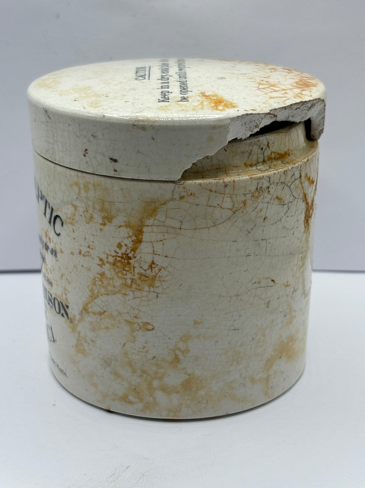 Old Yadil antiseptic jelly advertising pot, Clement & Johnson London