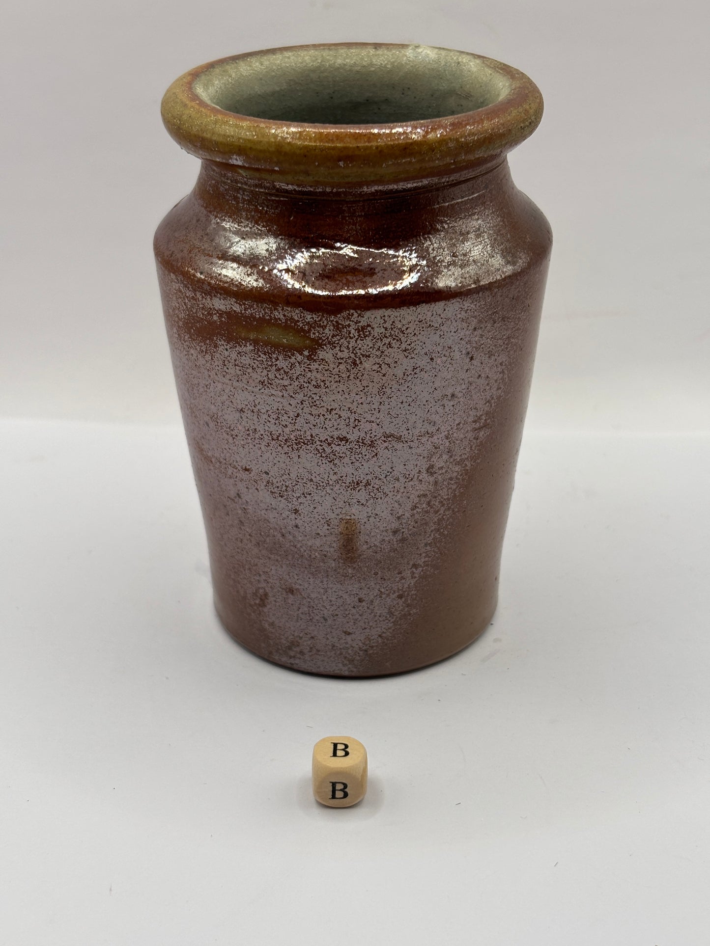 Old small brown stoneware jar (B) 11cms
