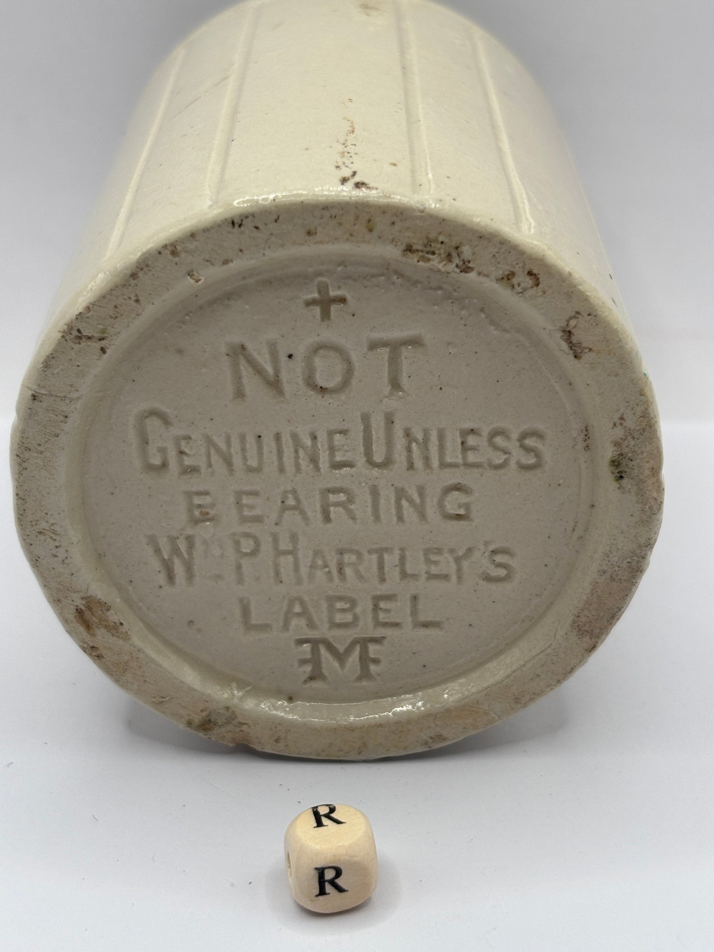 Old 1lb ribbed stoneware jam pot (R) Hartleys