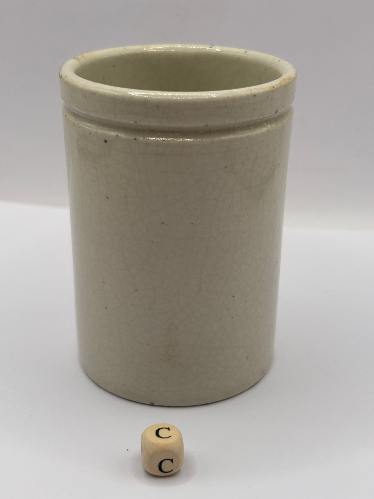 old tall stoneware pot (G) 8.5cms