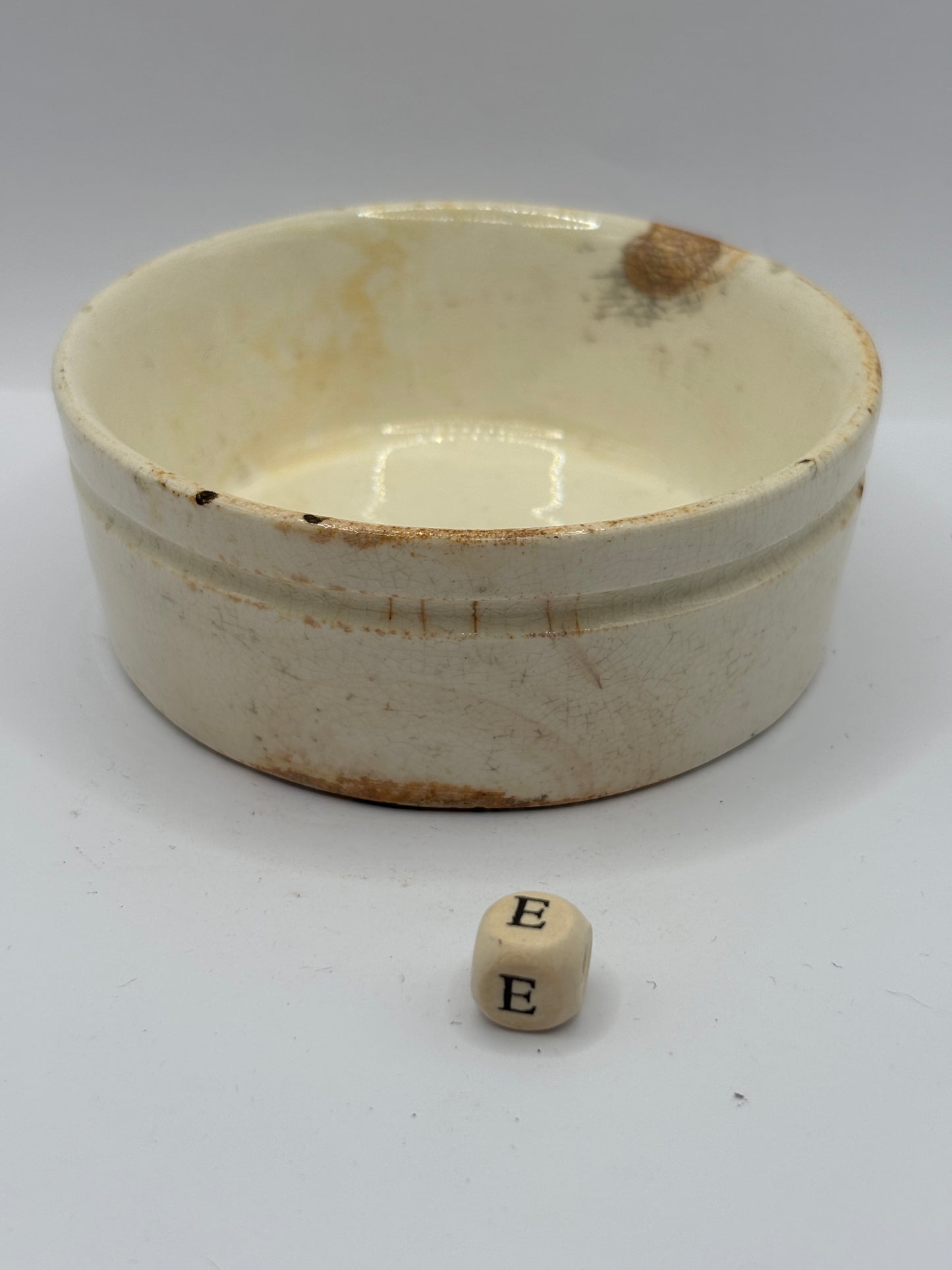 Old plain stoneware meat paste pot, potted meat (E)