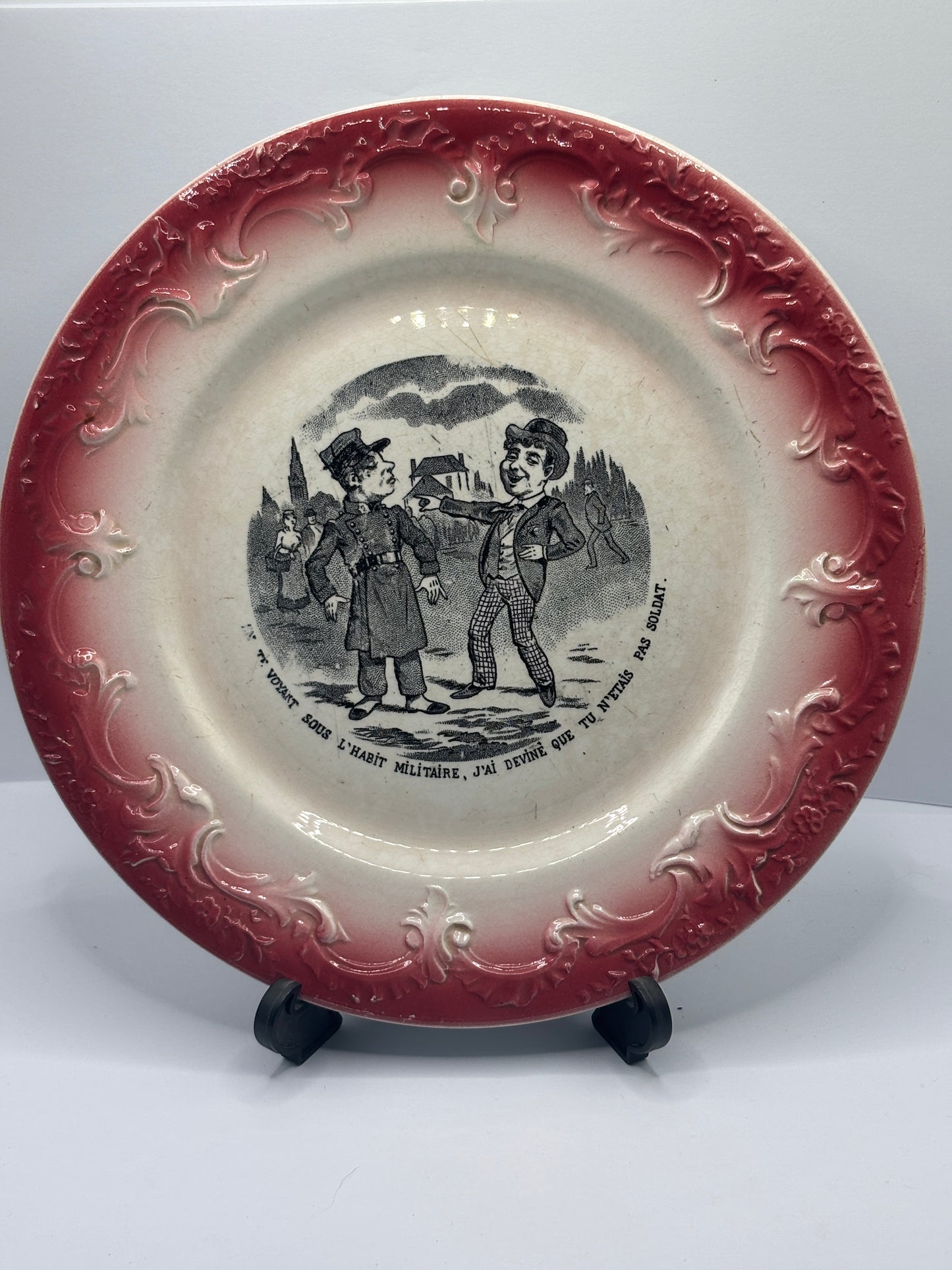 Antique french porcelain plate, mid 19th century