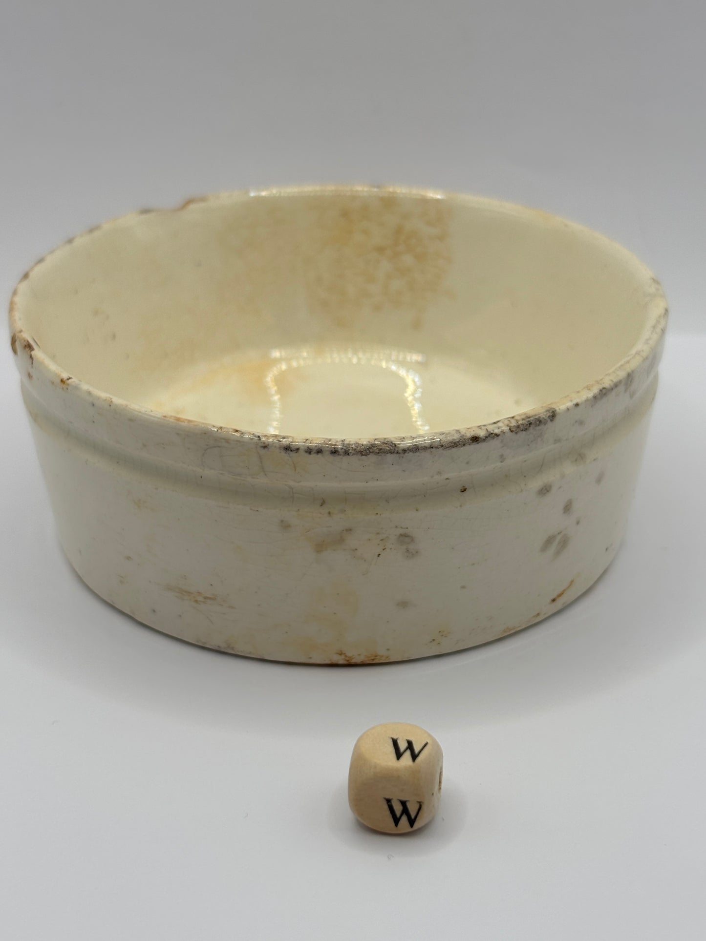 Old plain stoneware meat paste pot, potted meat (w)