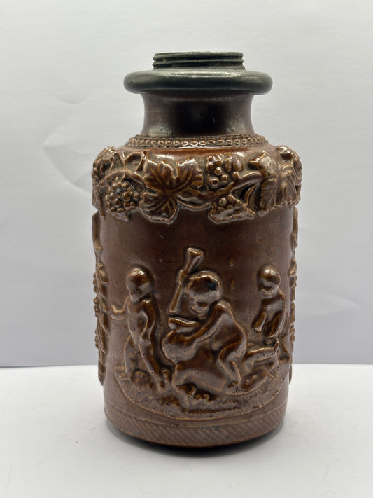 Old French stoneware snuff jar