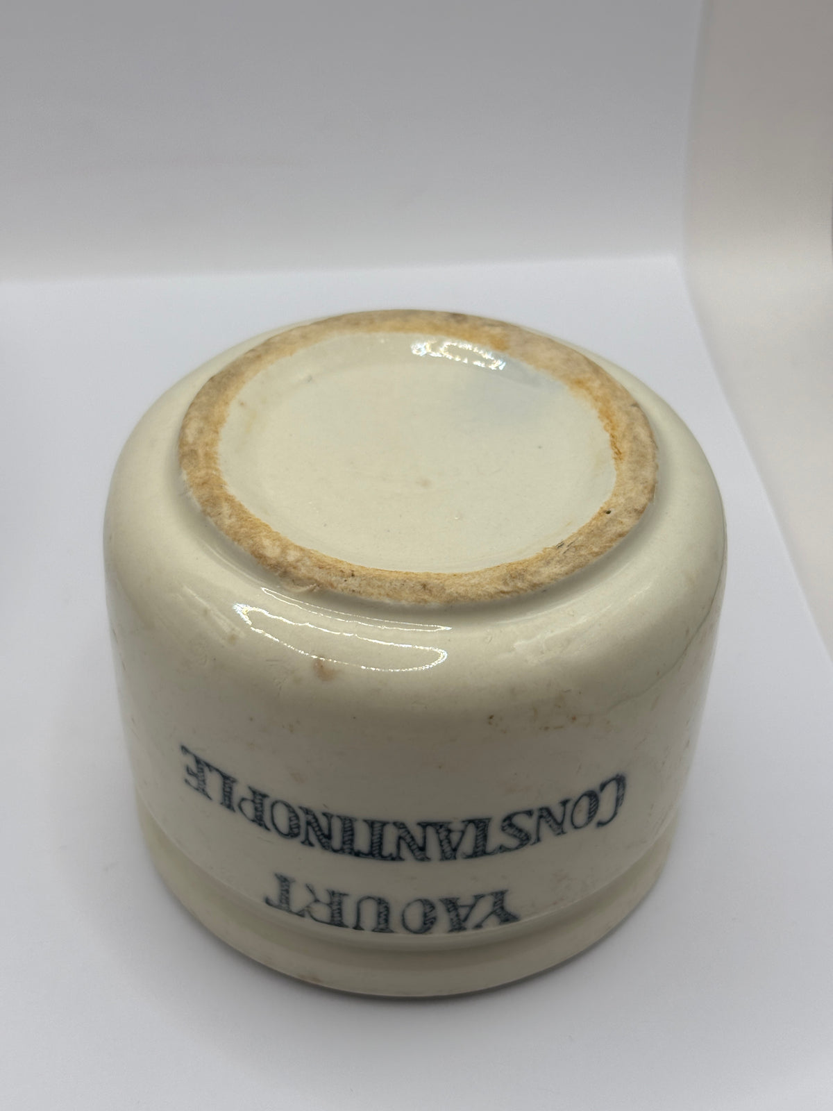 Old french ceramic Yogurt pot, Yaourt Constantinople. Double sided