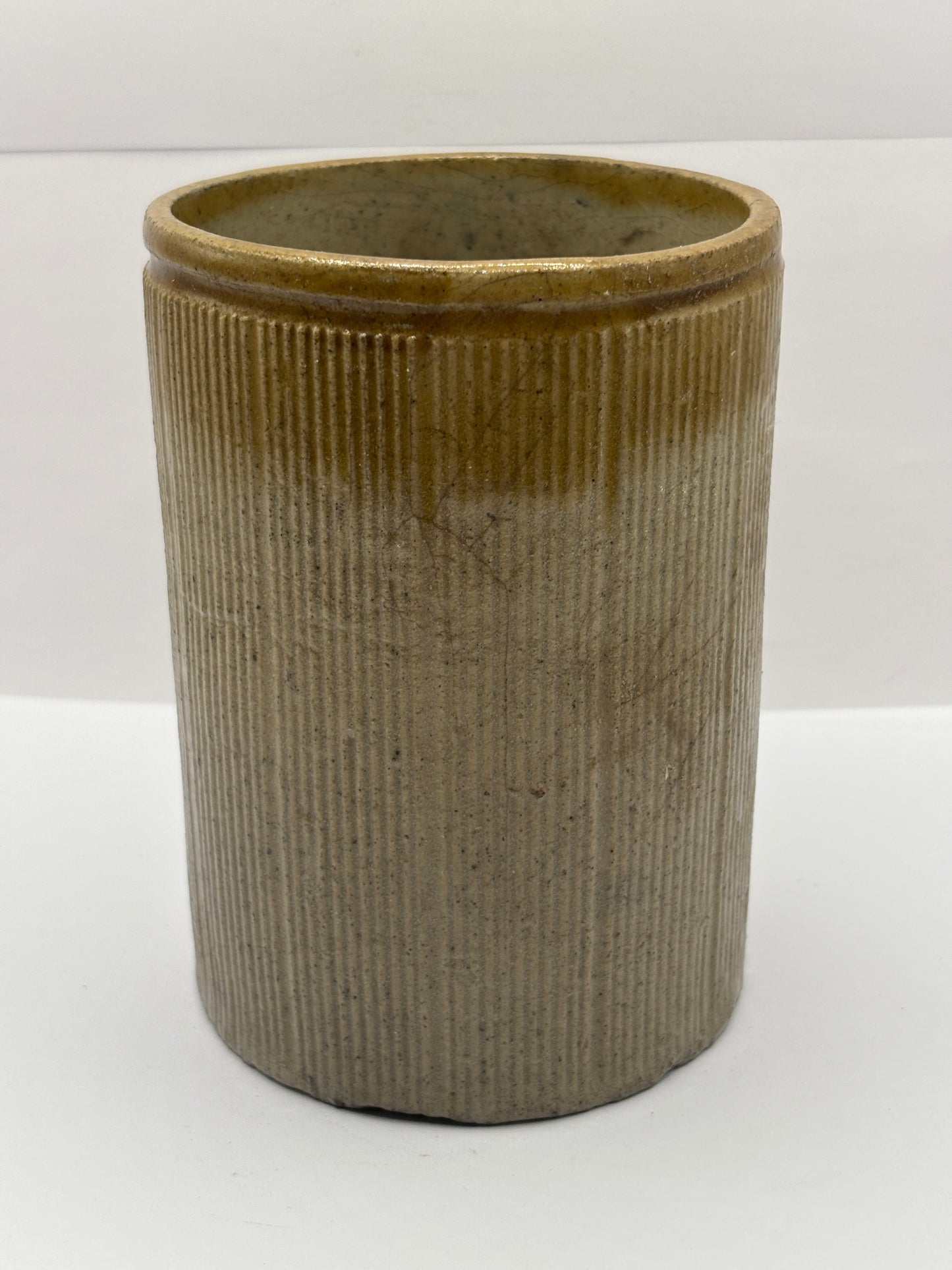 Old brown top stoneware jam & marmalade pot
