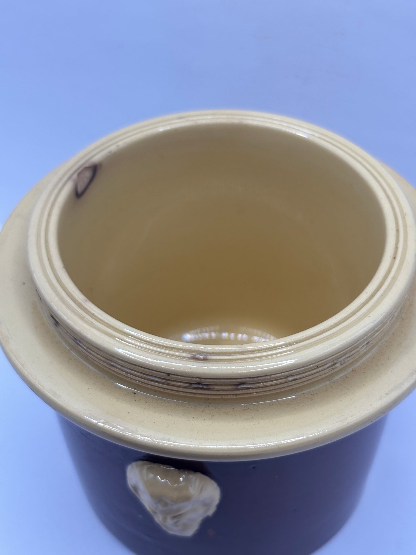 Old french stoneware terrine jar and lid
