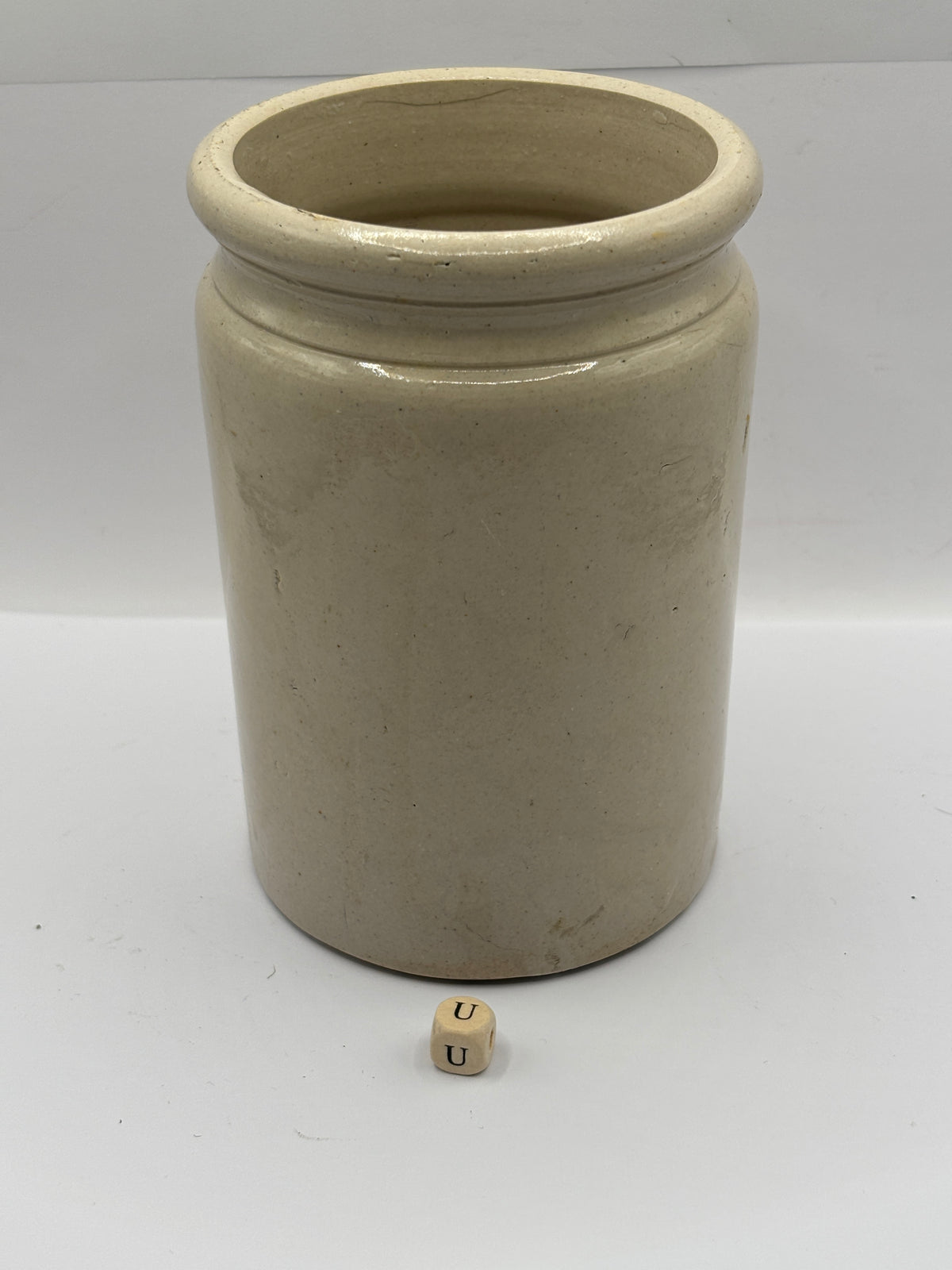 Old 2lb rolled top stoneware marmalade jar (u)